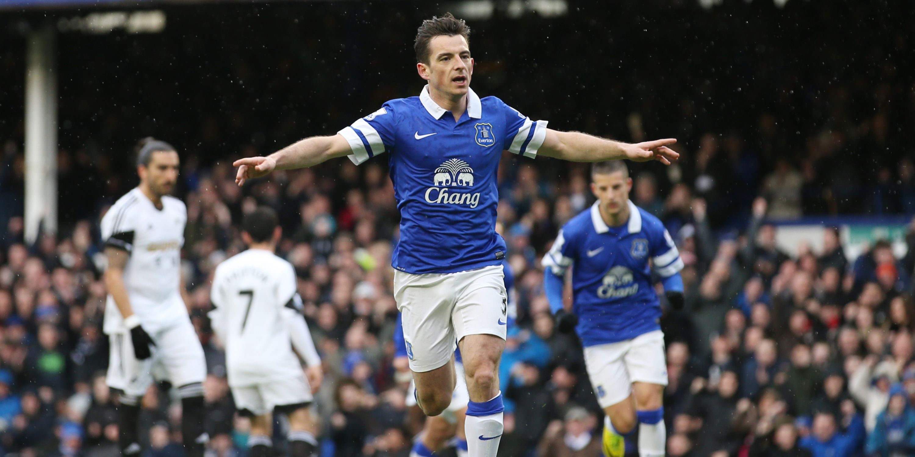 Leighton Baines in action for Everton.