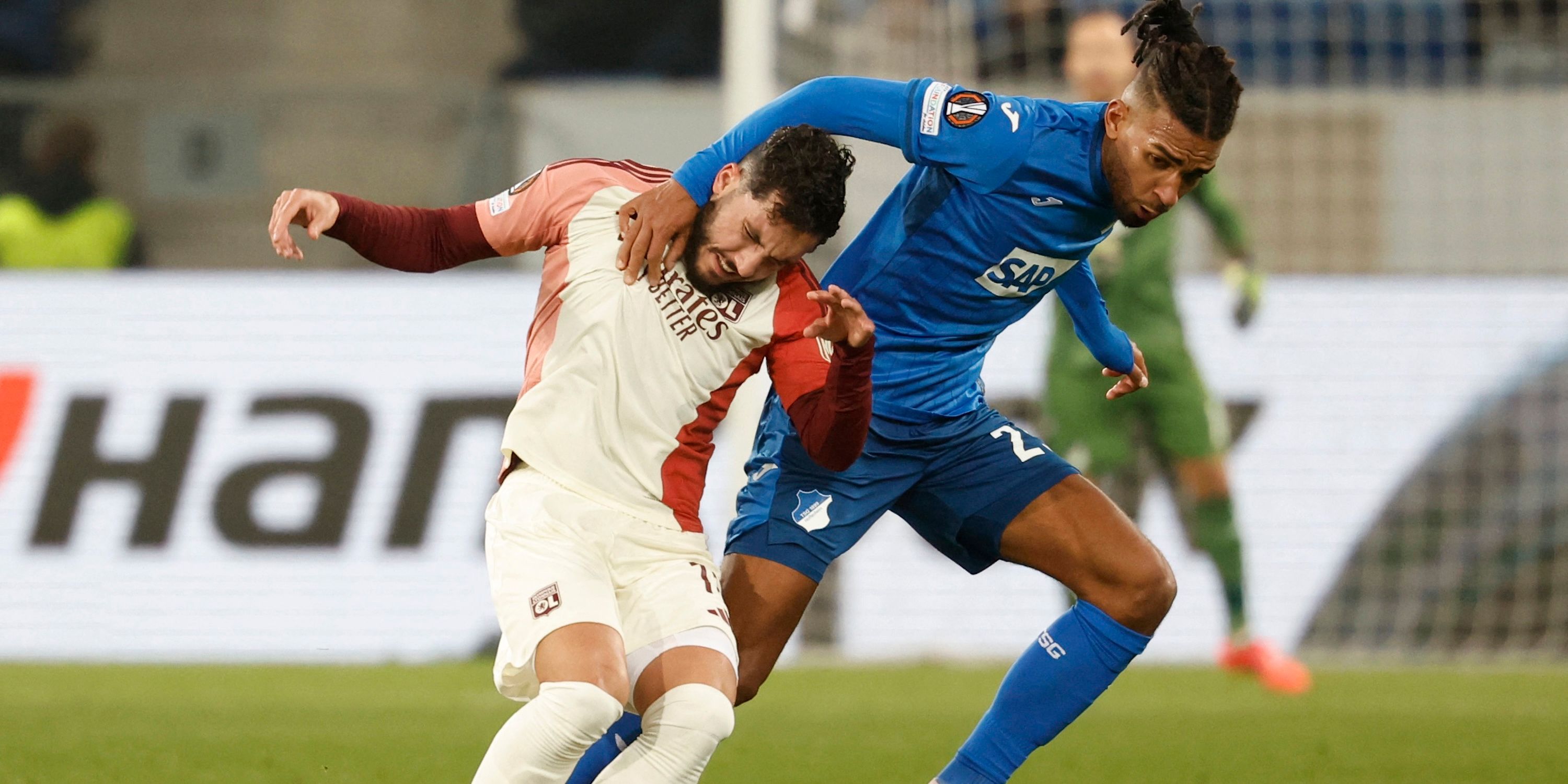 Olympique Lyonnais' Rayan Cherki in Action With Tsg 1899 Hoffenheim's Kevin Akpoguma