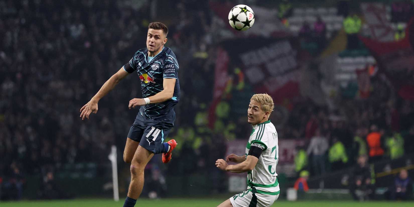 RB Leipzig's Christoph Baumgartner Celtic with Action with Maeda