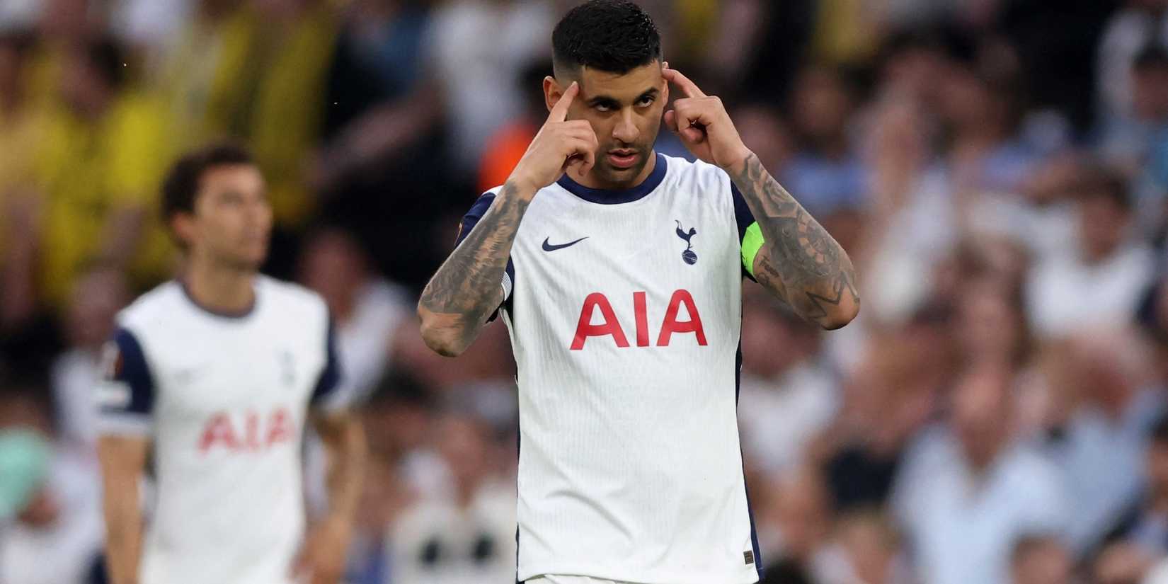 Tottenham Hotspur's Cristian Romero reacts