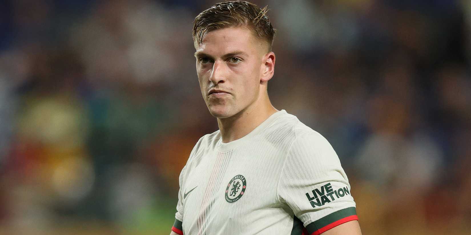 Joao Pedro and Liam Delap in Chelsea kit