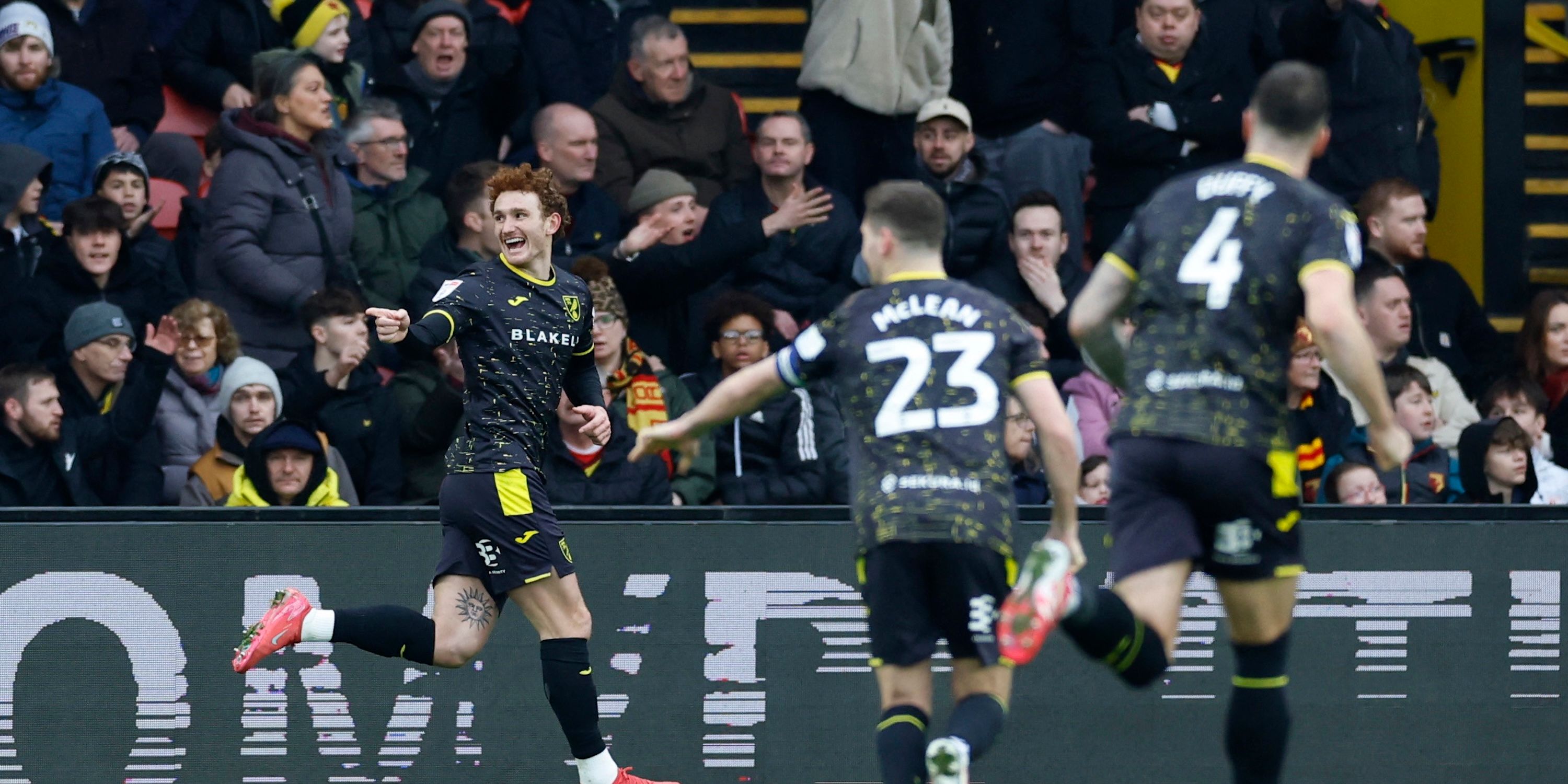 Norwich City's Josh Sargent celebrates scoring their first goal