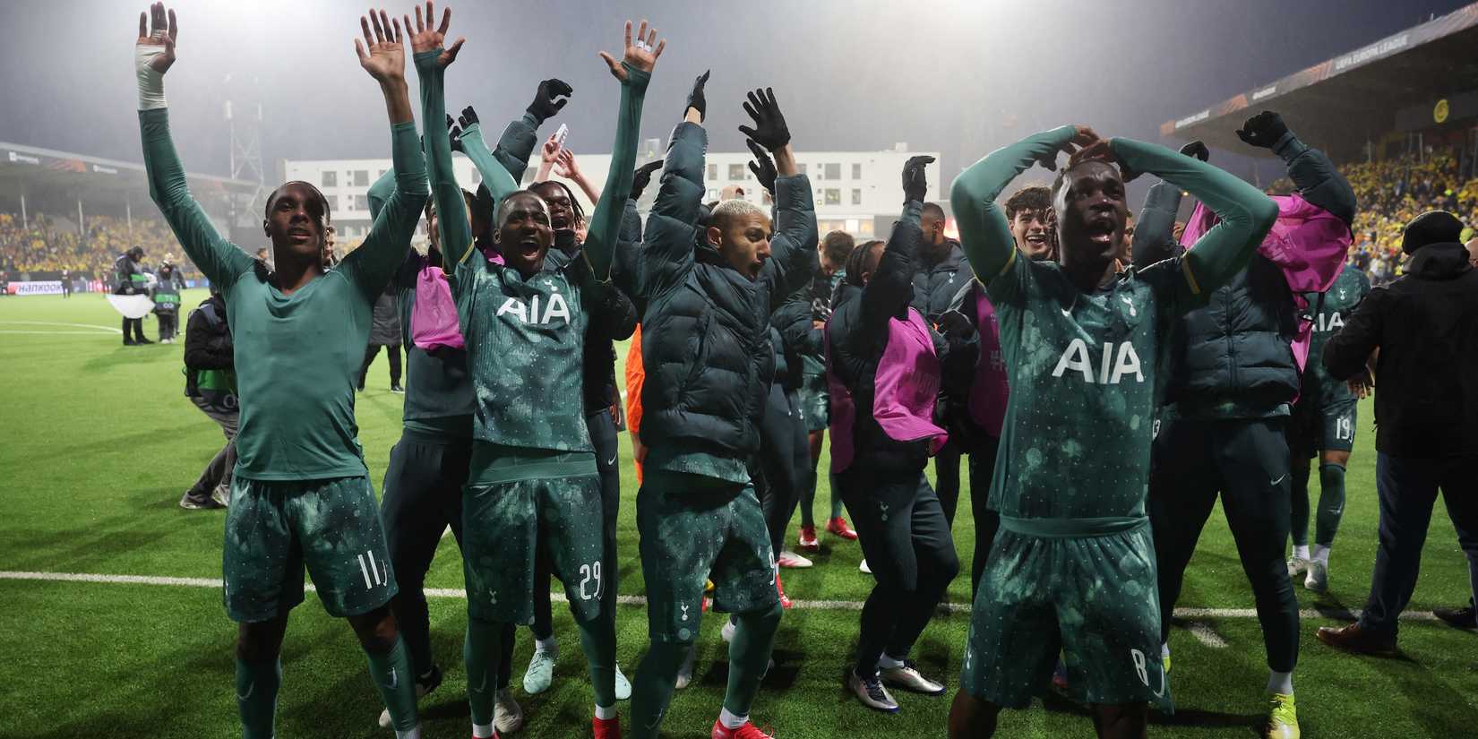 Tottenham Hotspur's Mathys Tel, Pape Matar Sarr, Richarlison and Yves Bissouma 