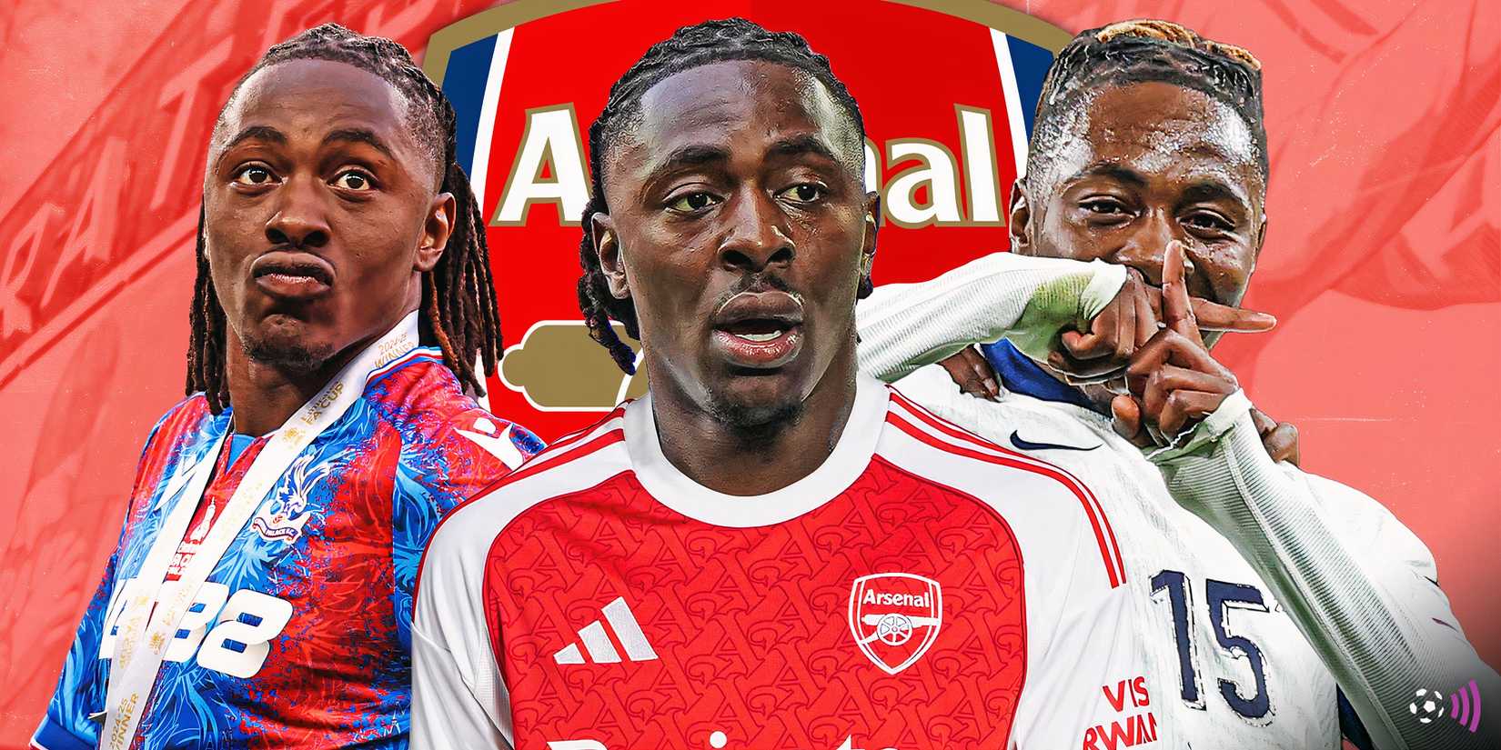 Eberechi Eze wearing an Arsenal shirt graphic