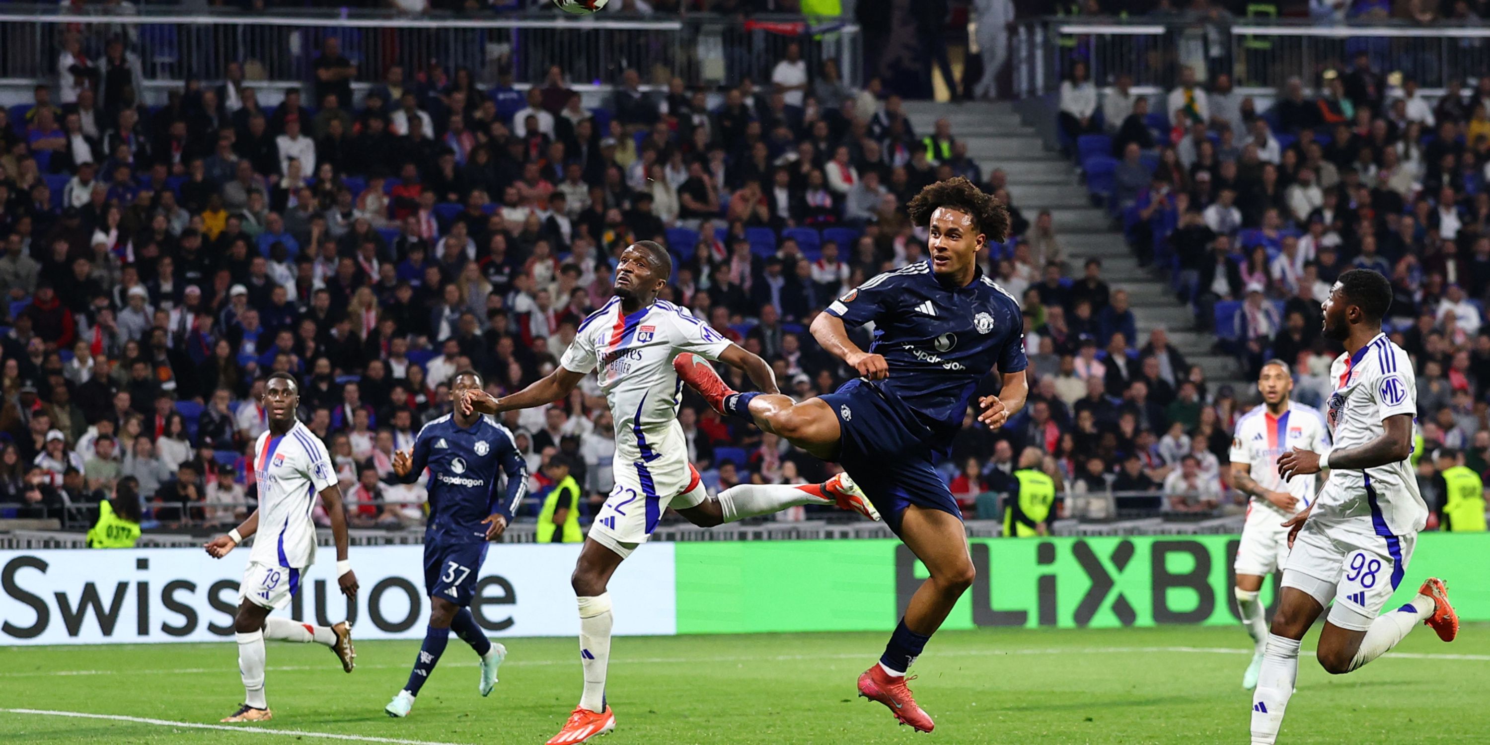 Ainsley Maitland-Niles of Lyon in the Europa League action against Manchester United