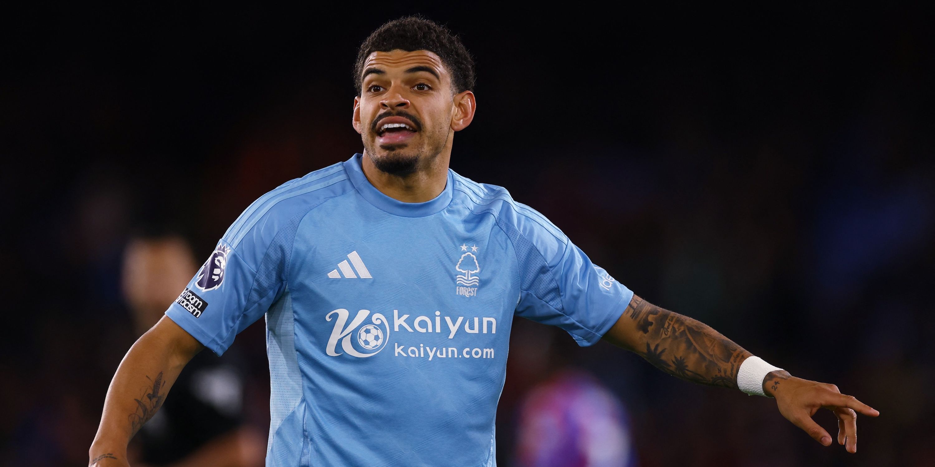 Morgan Gibs White interacts from Nottingham Forest