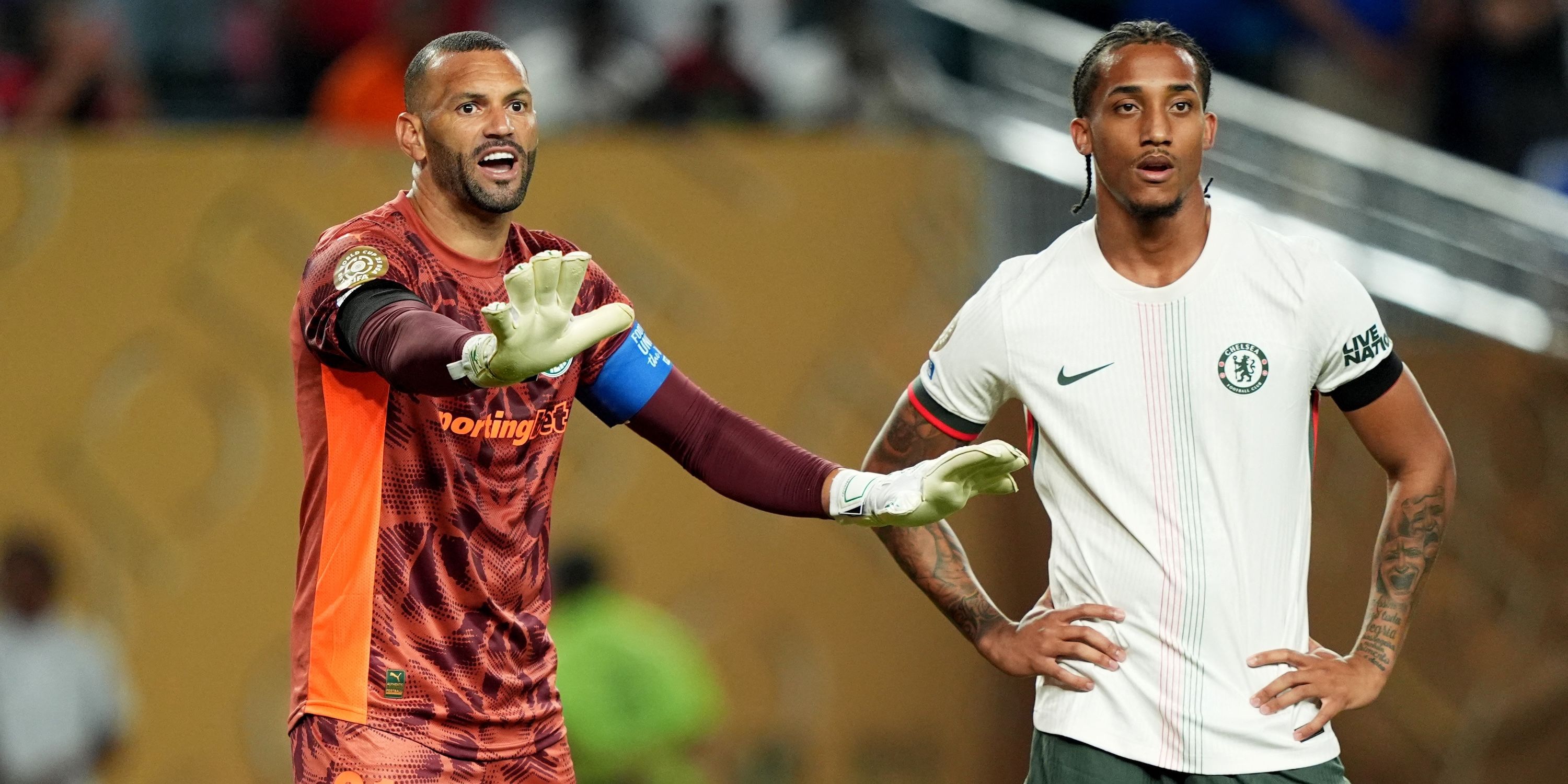 Palmeiras' Weverton reacts as seen by Chelsea Joao Pedro