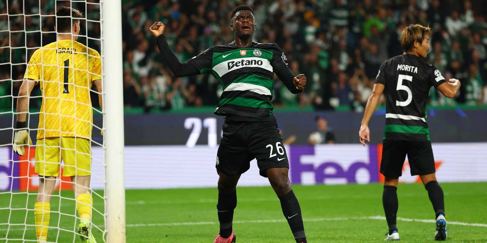 Sporting CP's Ousmane Diomande reacts