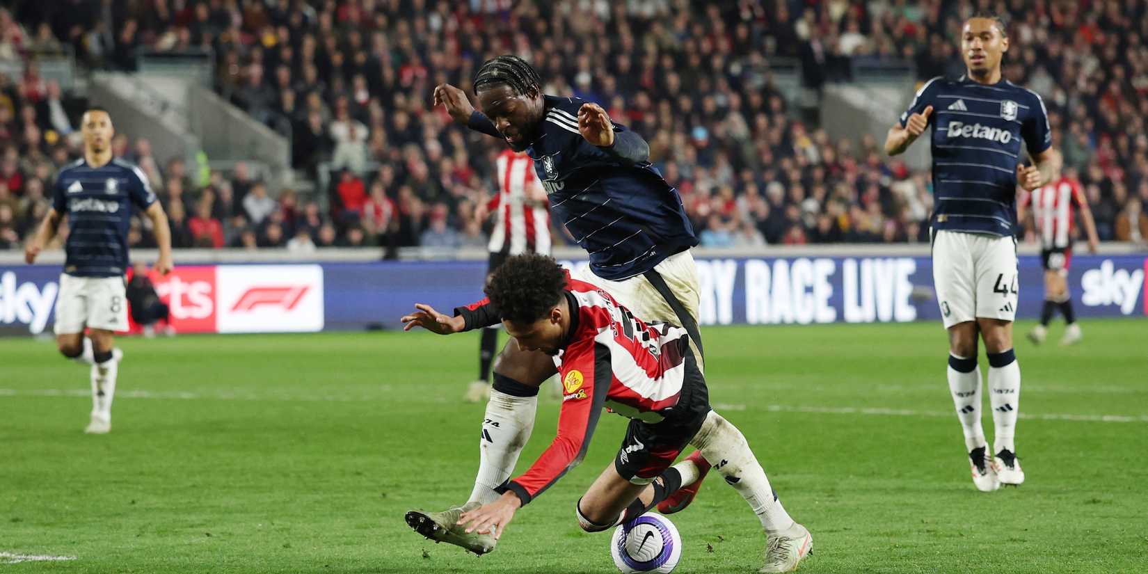     Aston Villa's Axel Disasi plays with Brentford's Kevin Schad-1