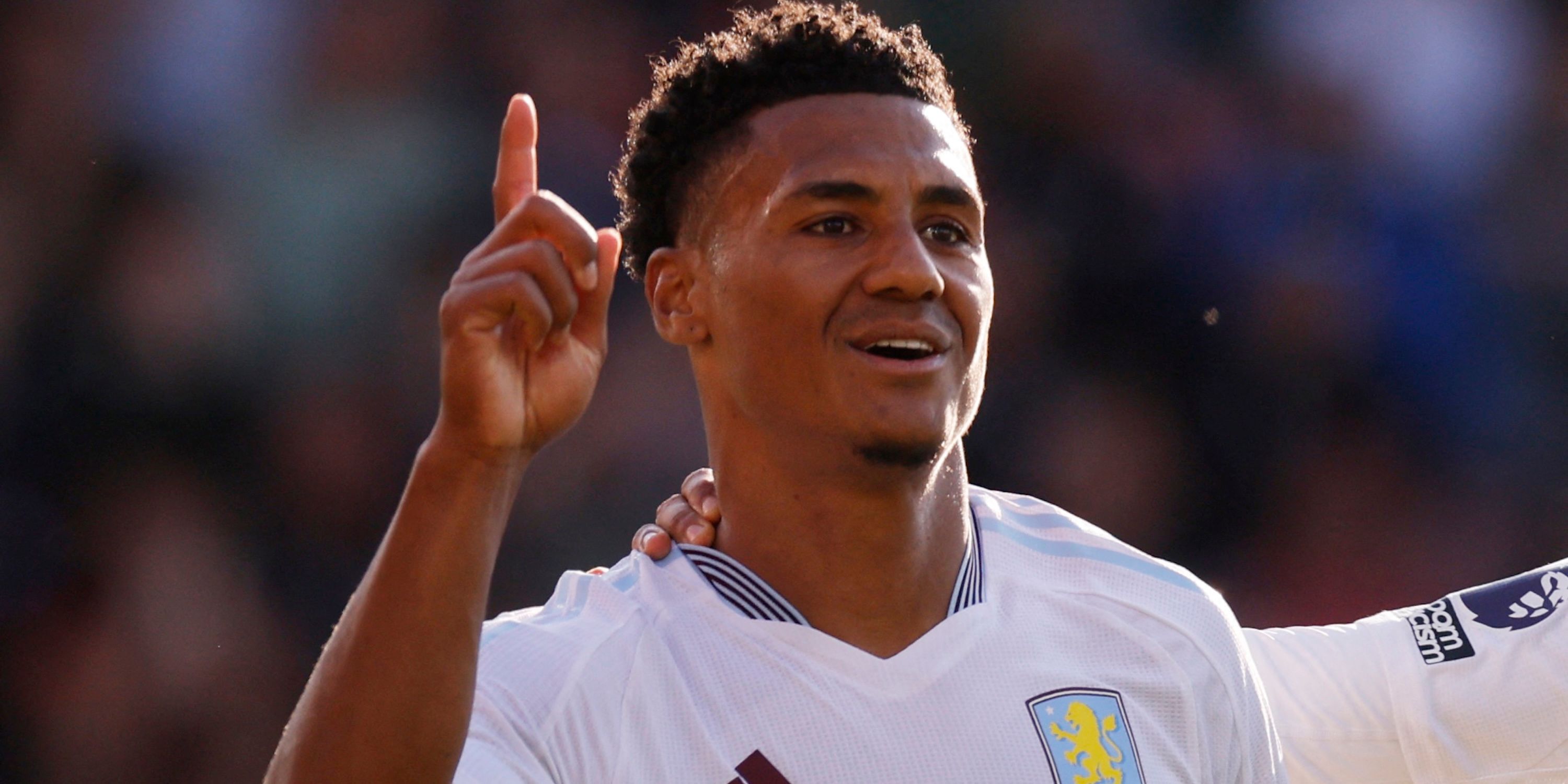 Ollie Watkins of Aston Villa celebrates the notation of their first goal