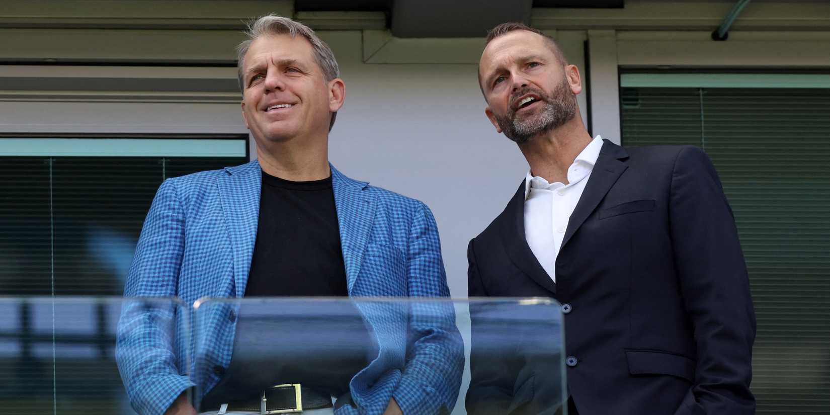 Chelsea chairman Todd Boehly and co-sporting director Paul Winstanley in the stands before the match