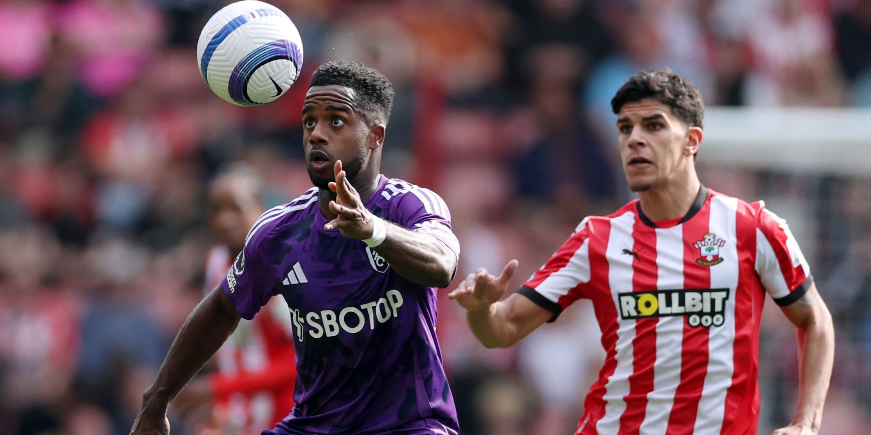 Fulham's Ryan Sessegnon in action with Southampton's Mateus Fernandes 