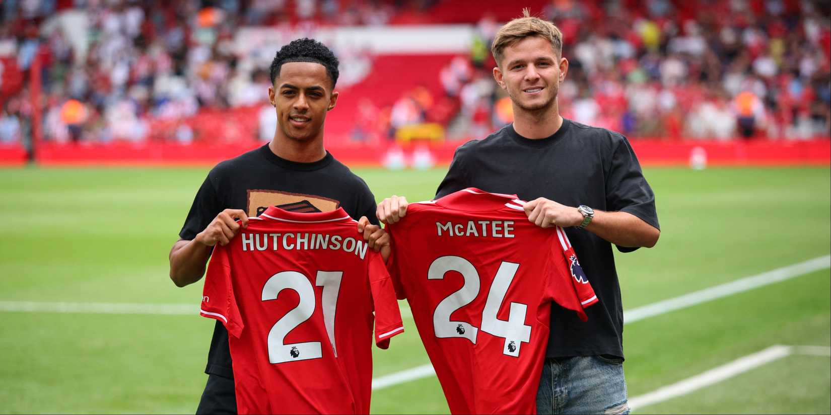 Omari Hutchinson e James McAtee no Nottingham Forest