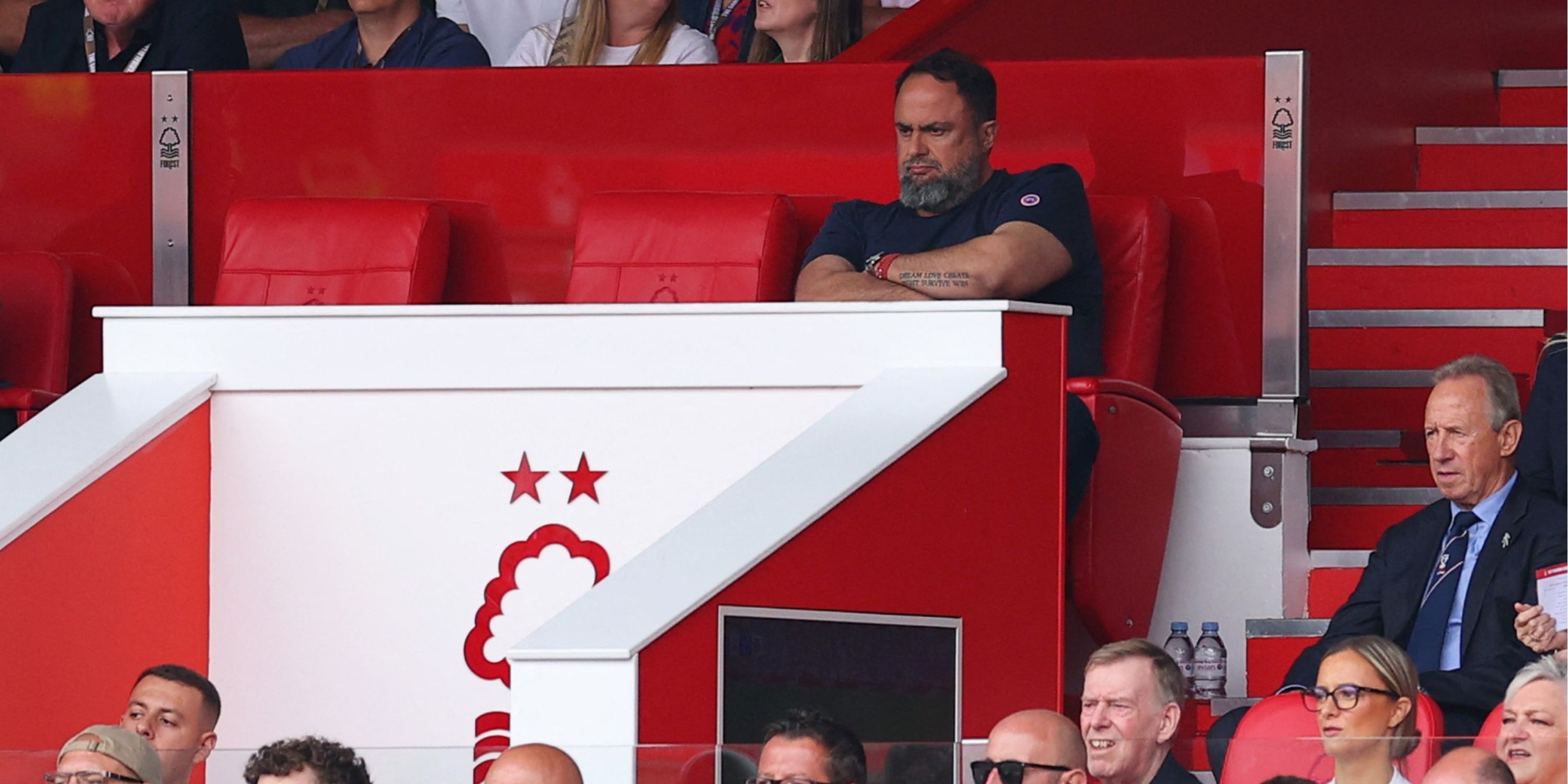 Владелец Ноттингем Форест Эвангелос Маринакис наблюдает за матчем