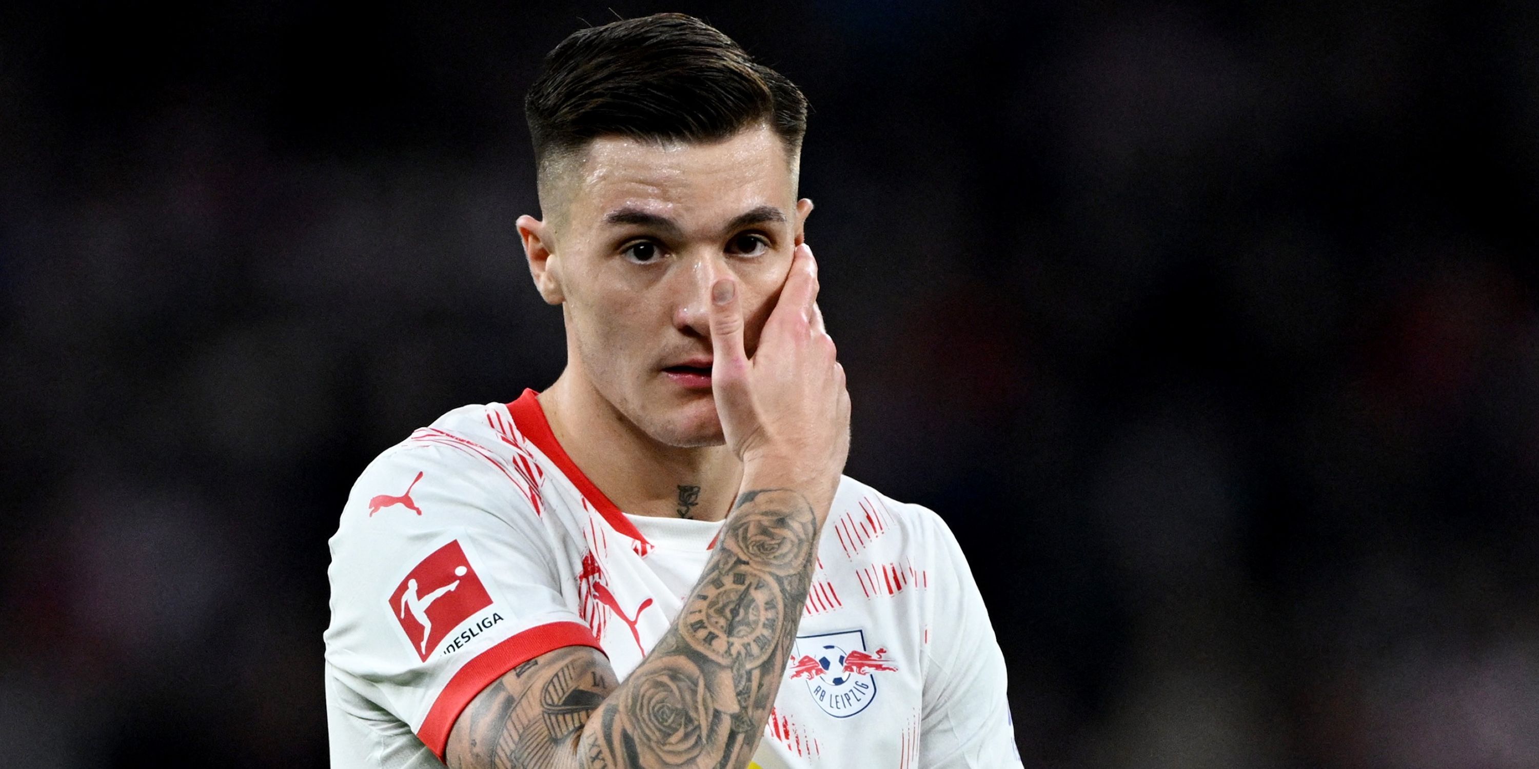 Benjamin Sesko of RB Leipzig reacts-1