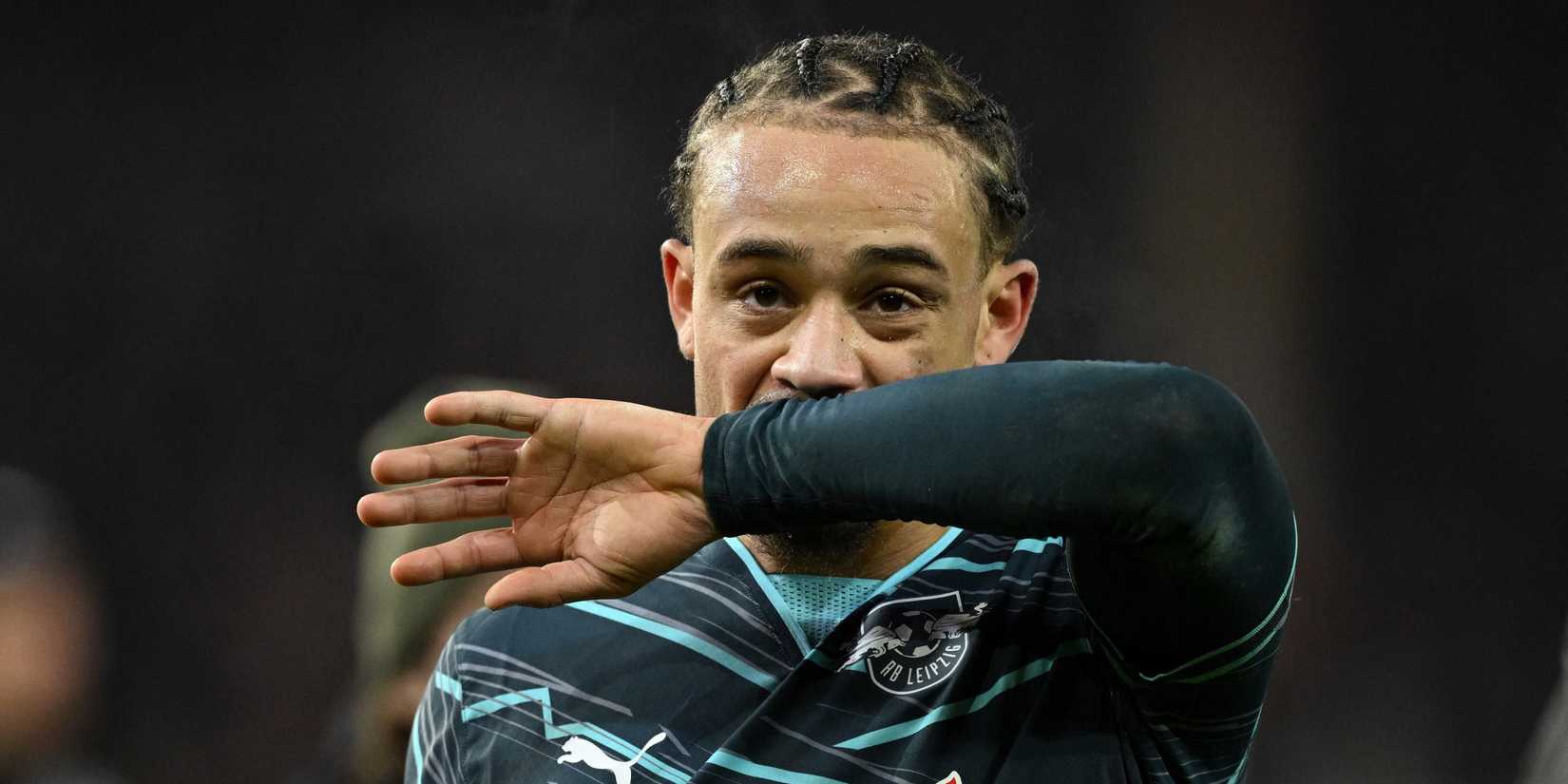 The Xavi Simons of RB Leipzig reacts after the match
