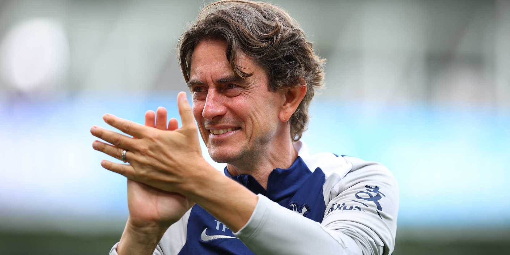 Tottenham Hotspur Director Thomas Frank affects fans after the match