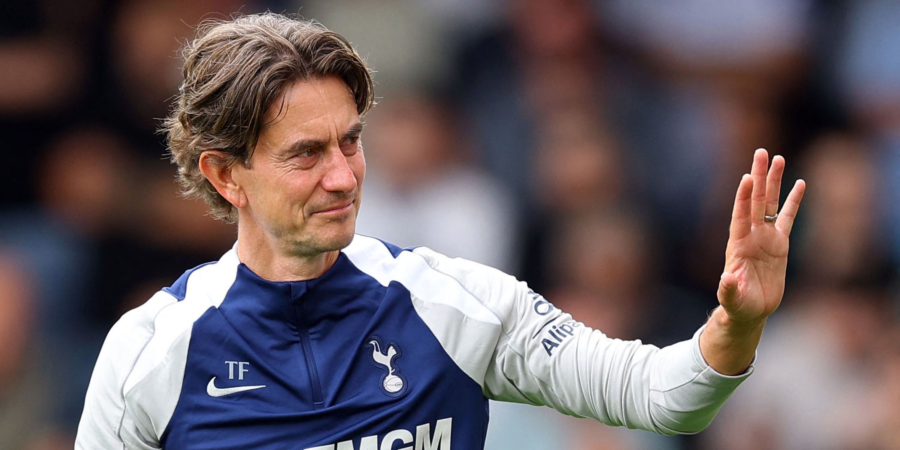 Tottenham Hotspur manager Thomas Frank reacts after the match