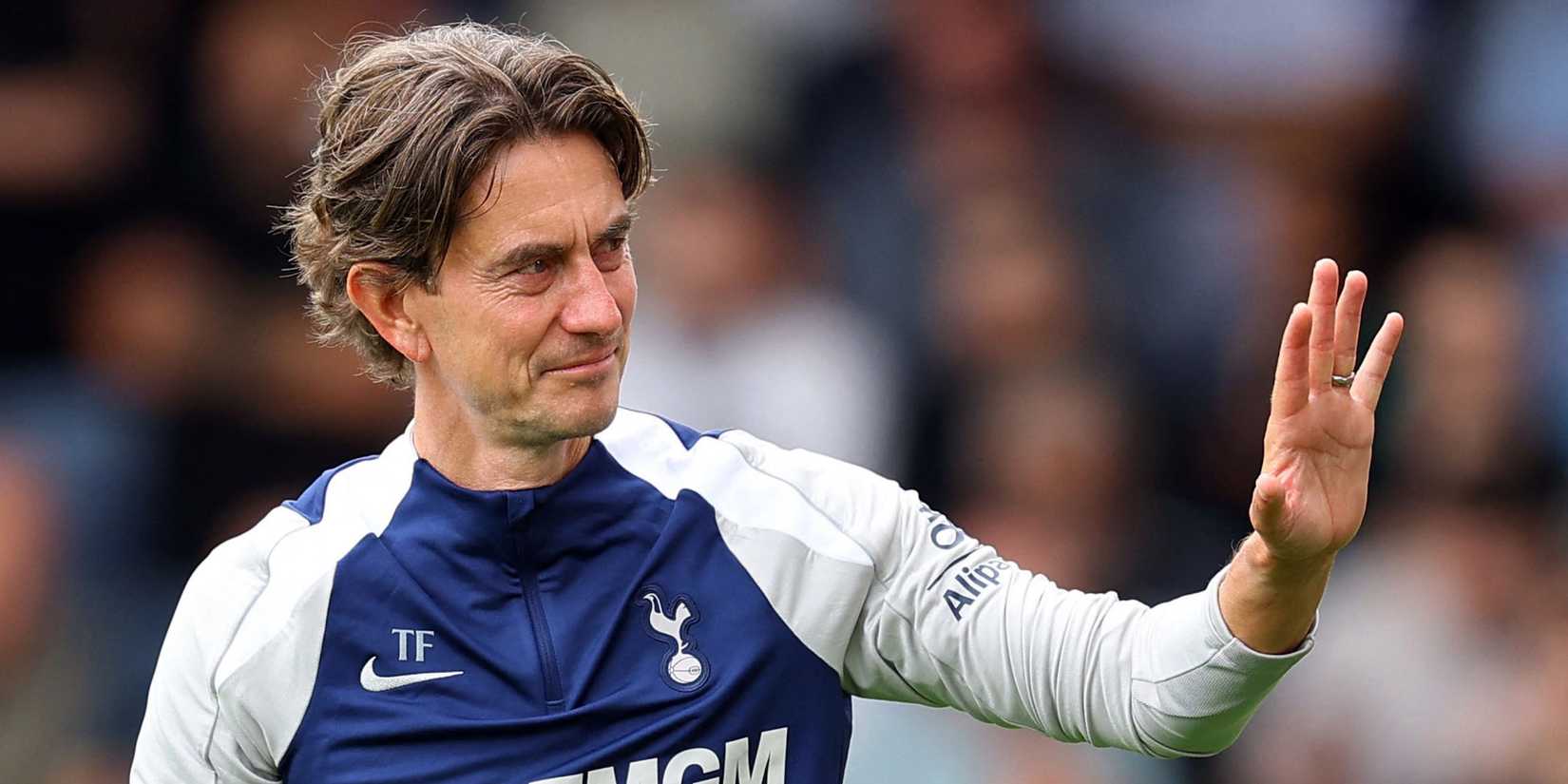 Thomas Frank, Tottenham Hotspur manager, interacts after the match