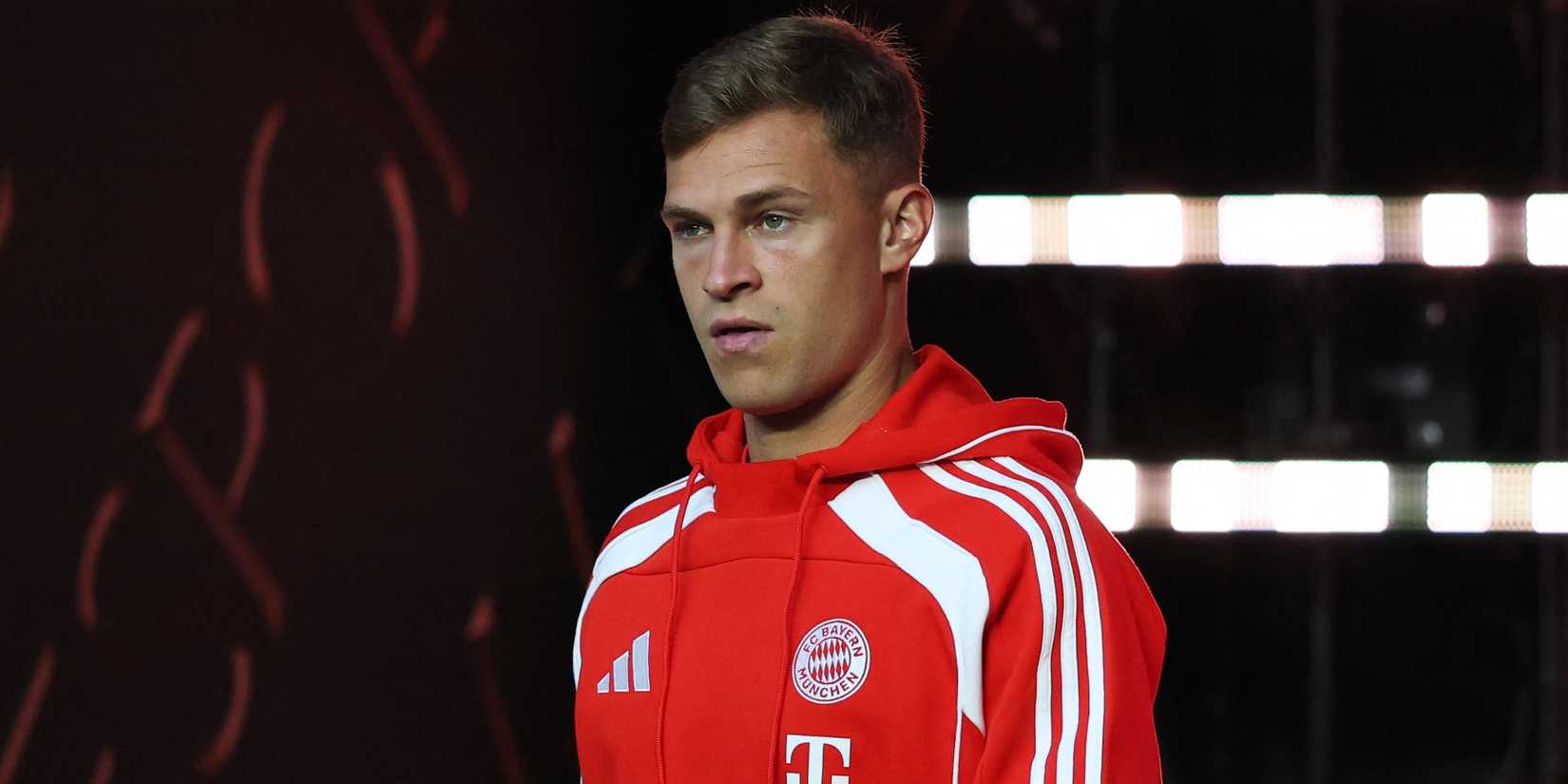 Joshua Kimmich arrives from Bayern Munich to the field before the match