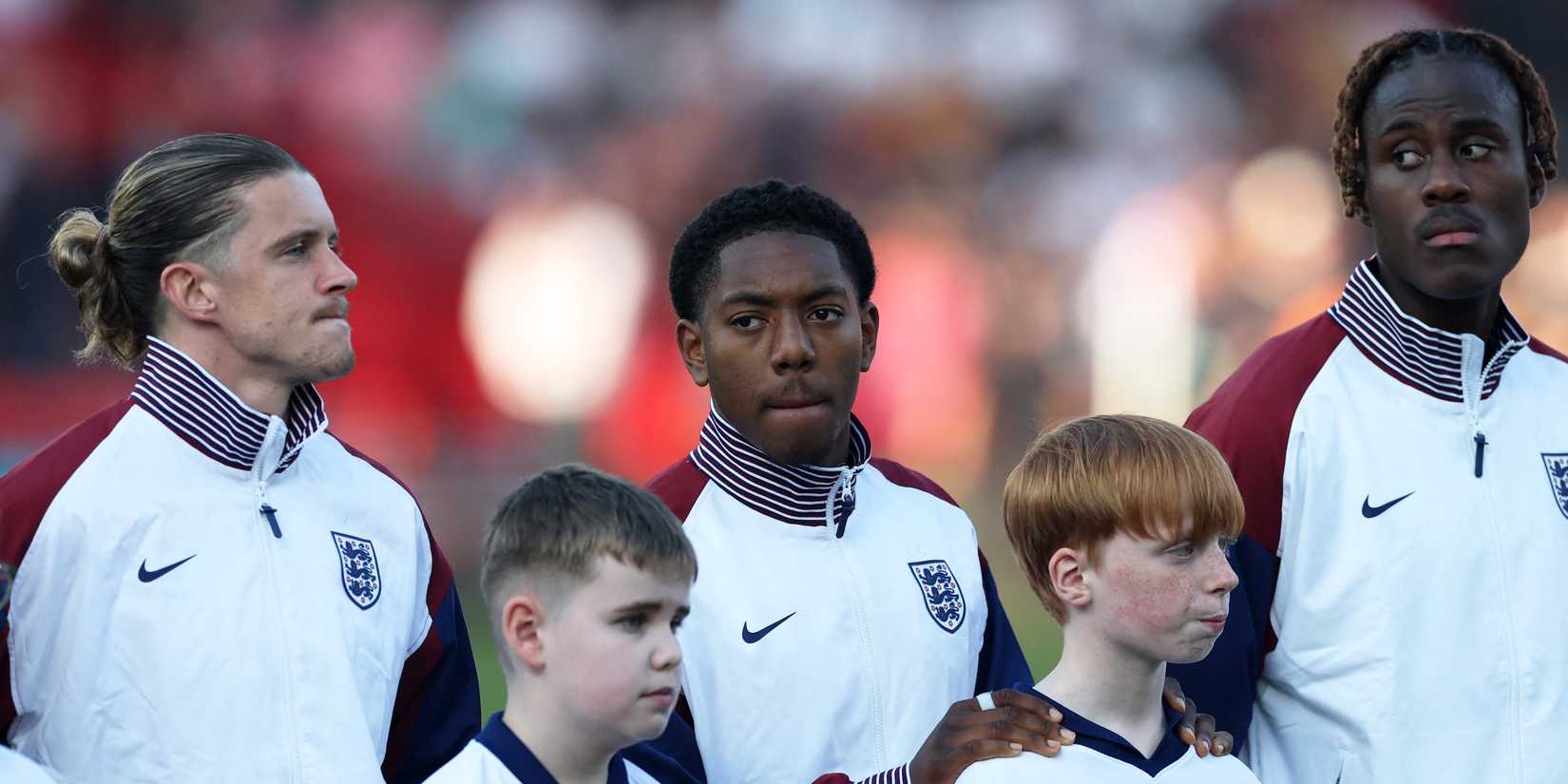 England's Myles Lewis-Skelly, Trevoh Chalobah and Conor Gallagher before the match