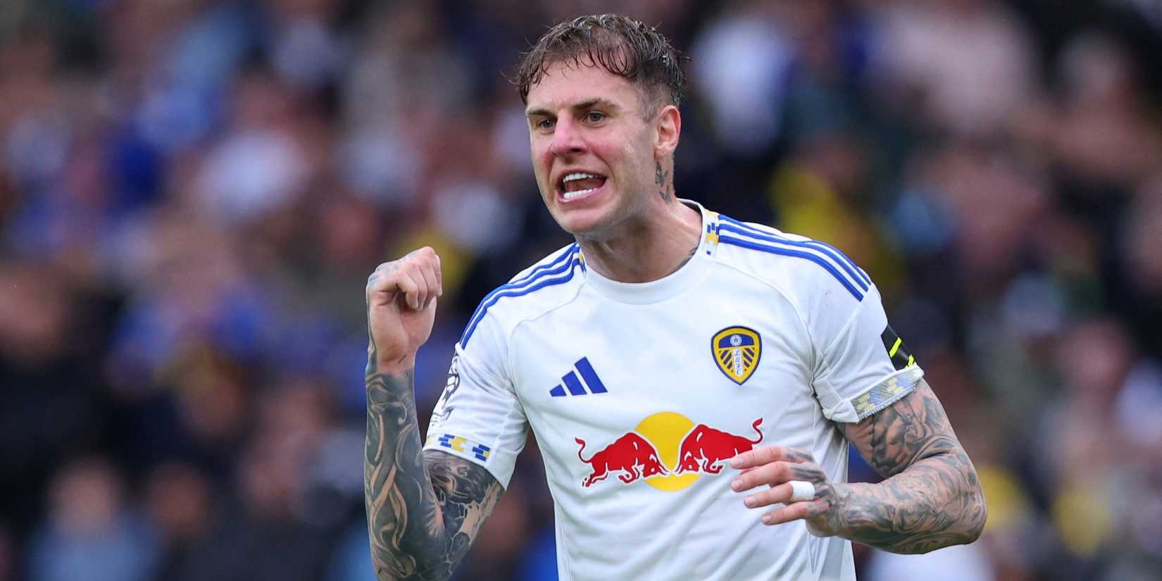 Joe Rodon interacts from Leeds United