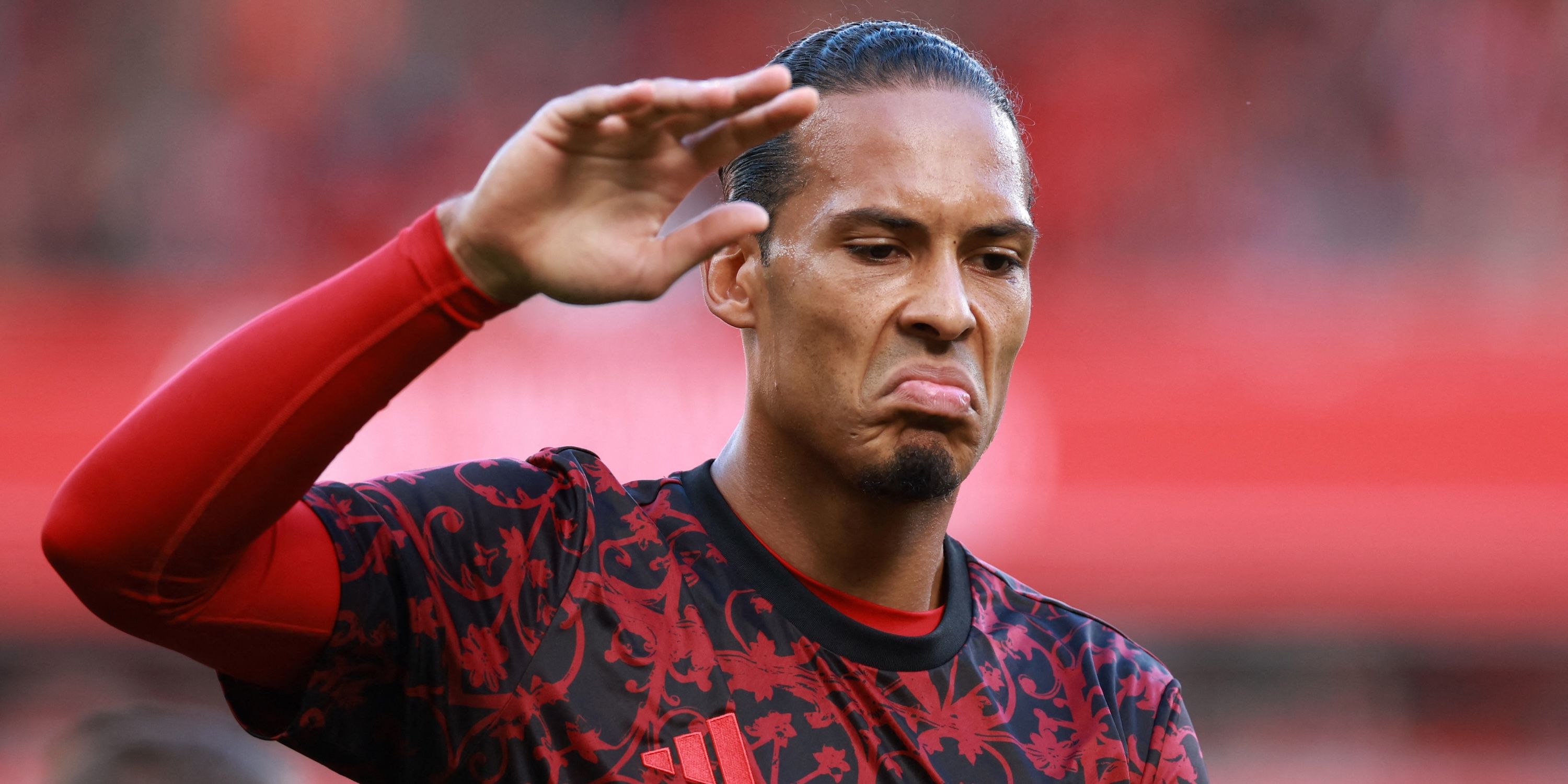 Liverpool`s Virgil van Dijk during the warm up before the match