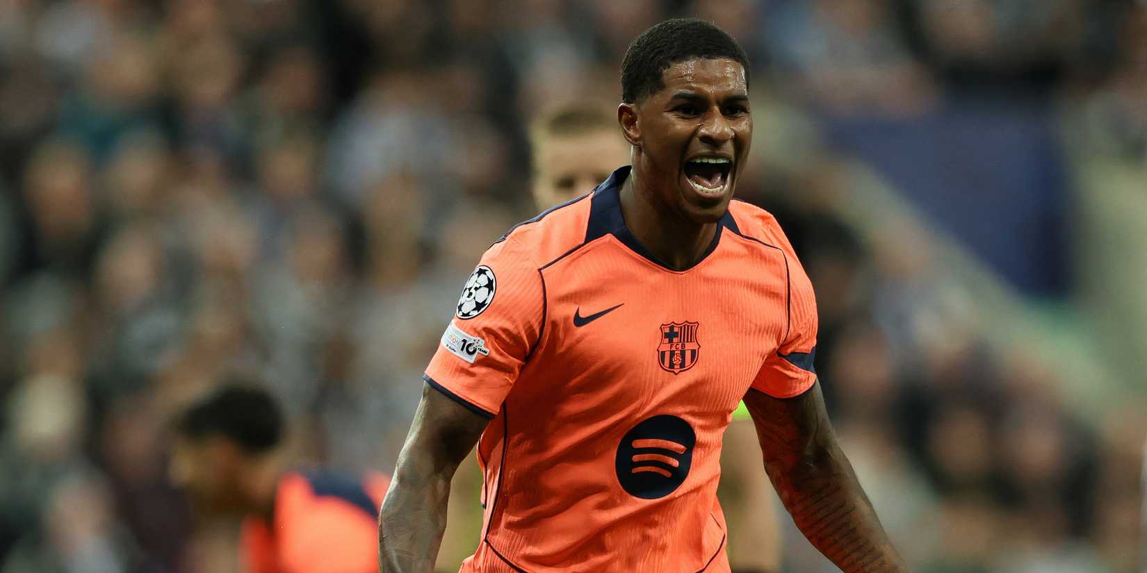 Marcus Rashford celebrates for Barcelona