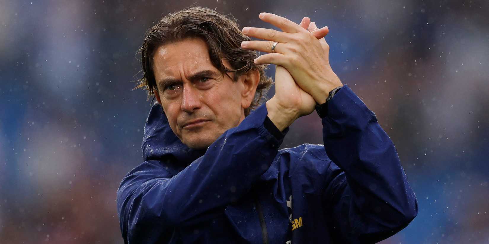 Tottenham Hotspur Director Thomas Frank witnesses fans after match 1
