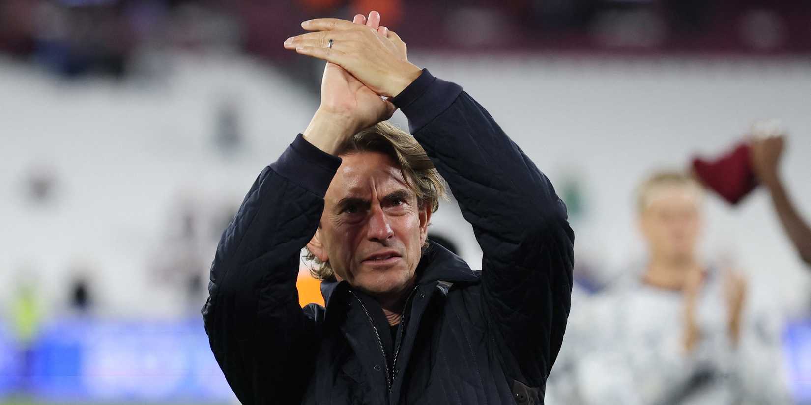 Tottenham Hotspur Director Thomas Frank affects fans after the match