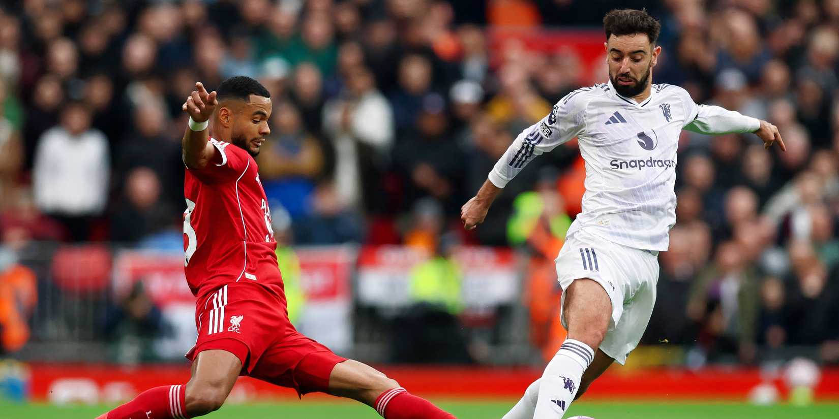 Bruno Fernandes in action vs Liverpool