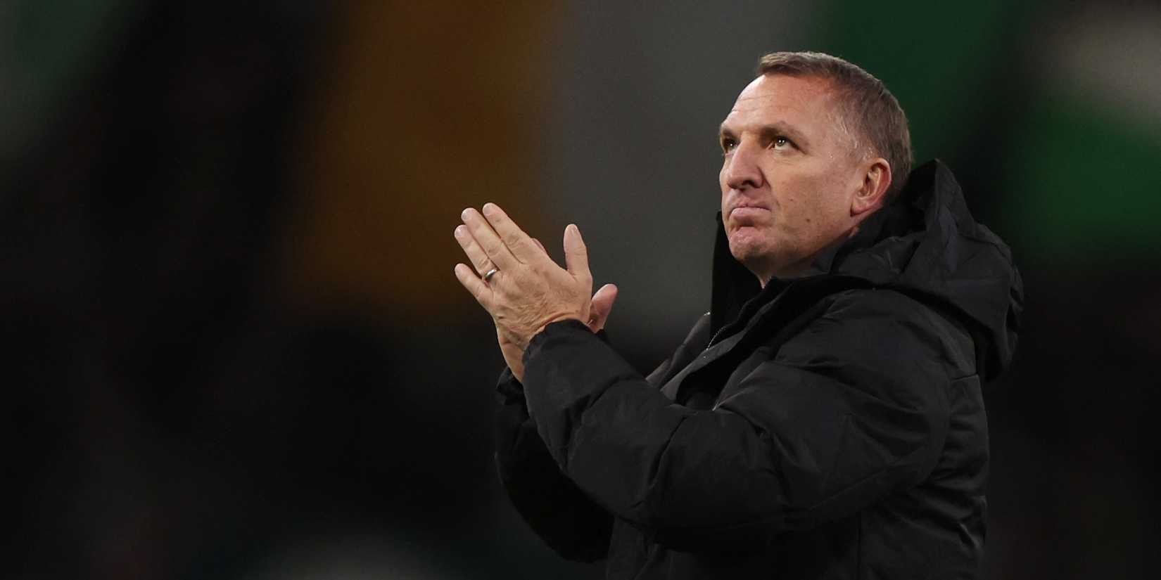 Celtic manager Brendan Rodgers celebrates after the match