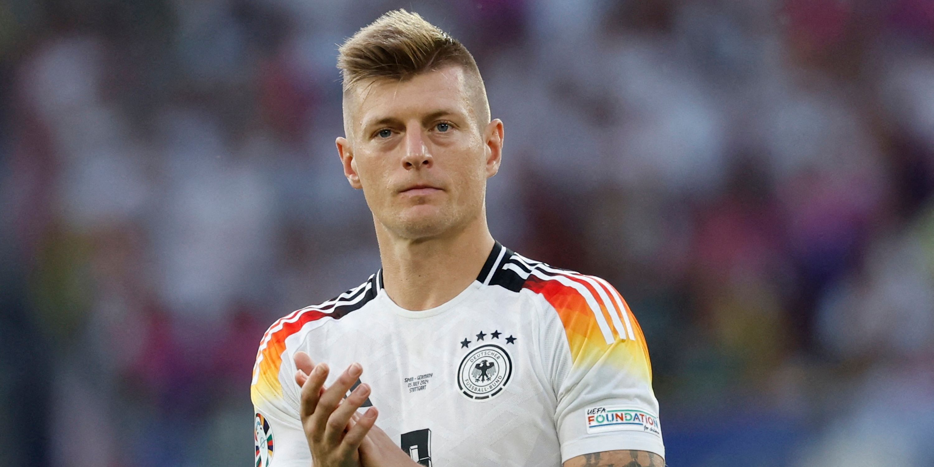 Germany's Toni Kroos looks dejected after the match