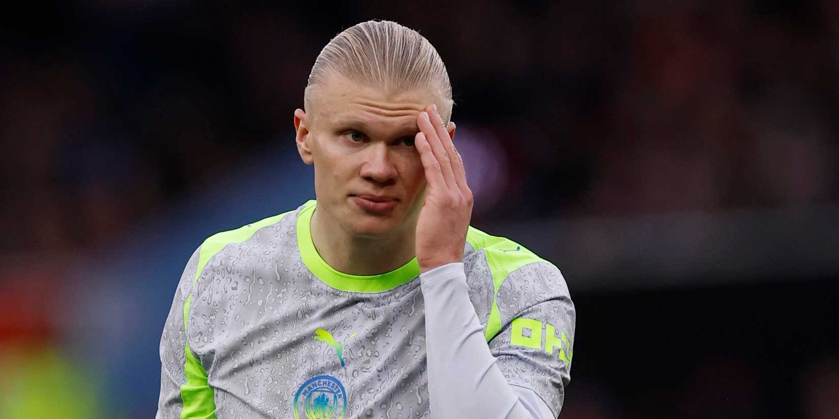 Manchester City's Erling Haaland reacts 