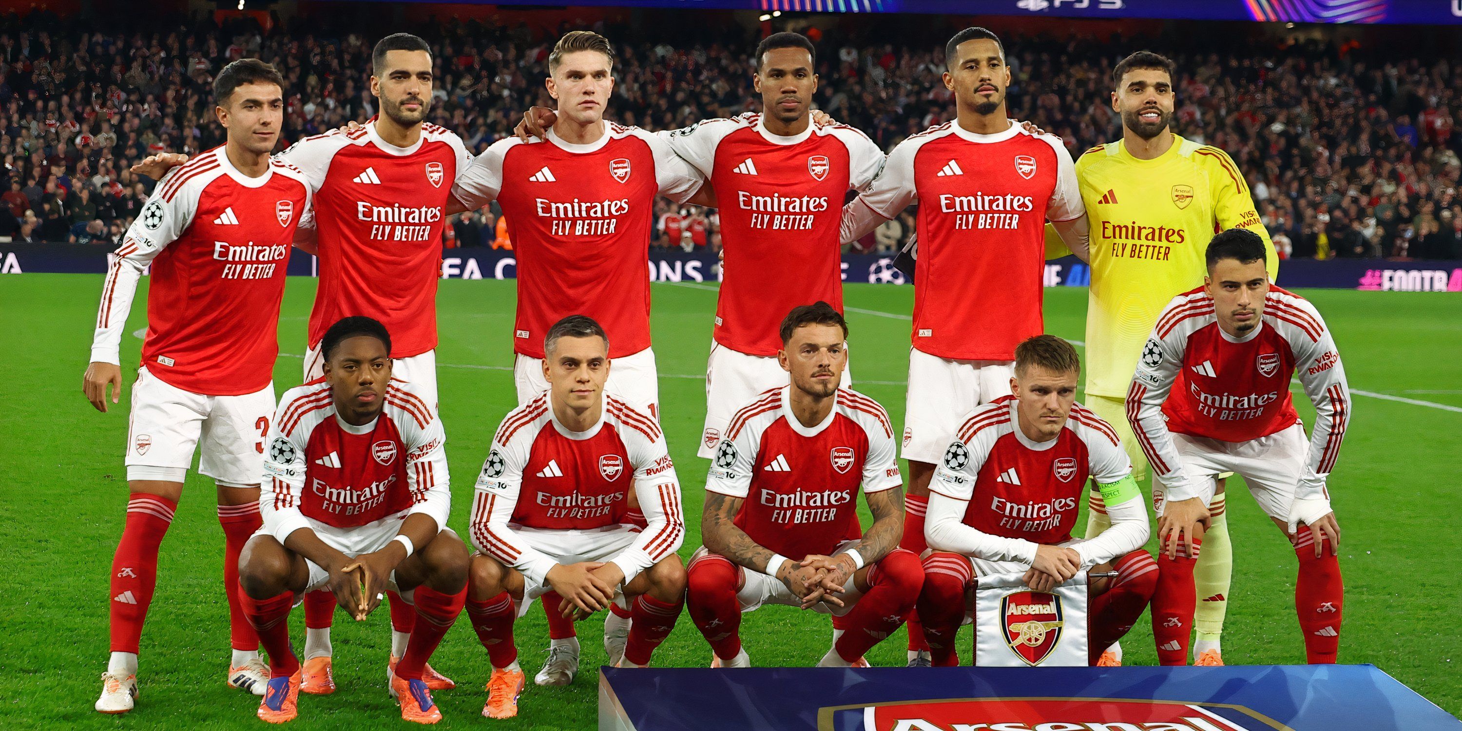 A equipa do Arsenal em campo