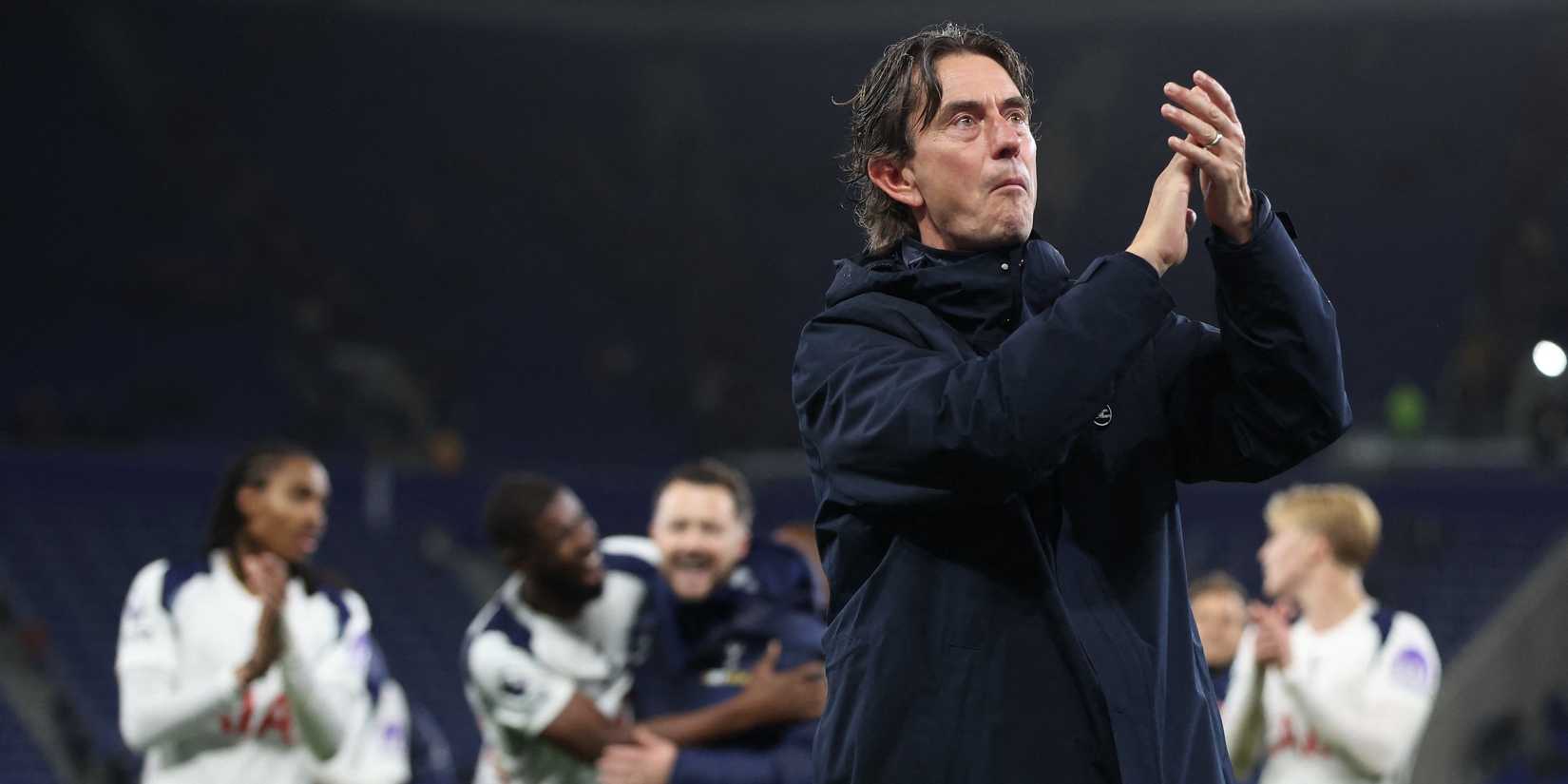 Tottenham Hotspur manager Thomas Frank celebrates after the match -1