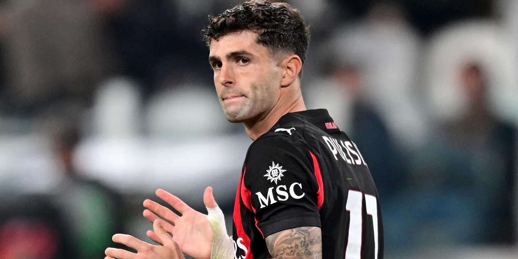 AC Milan's Christian Pulisic reacts after missing a penalty