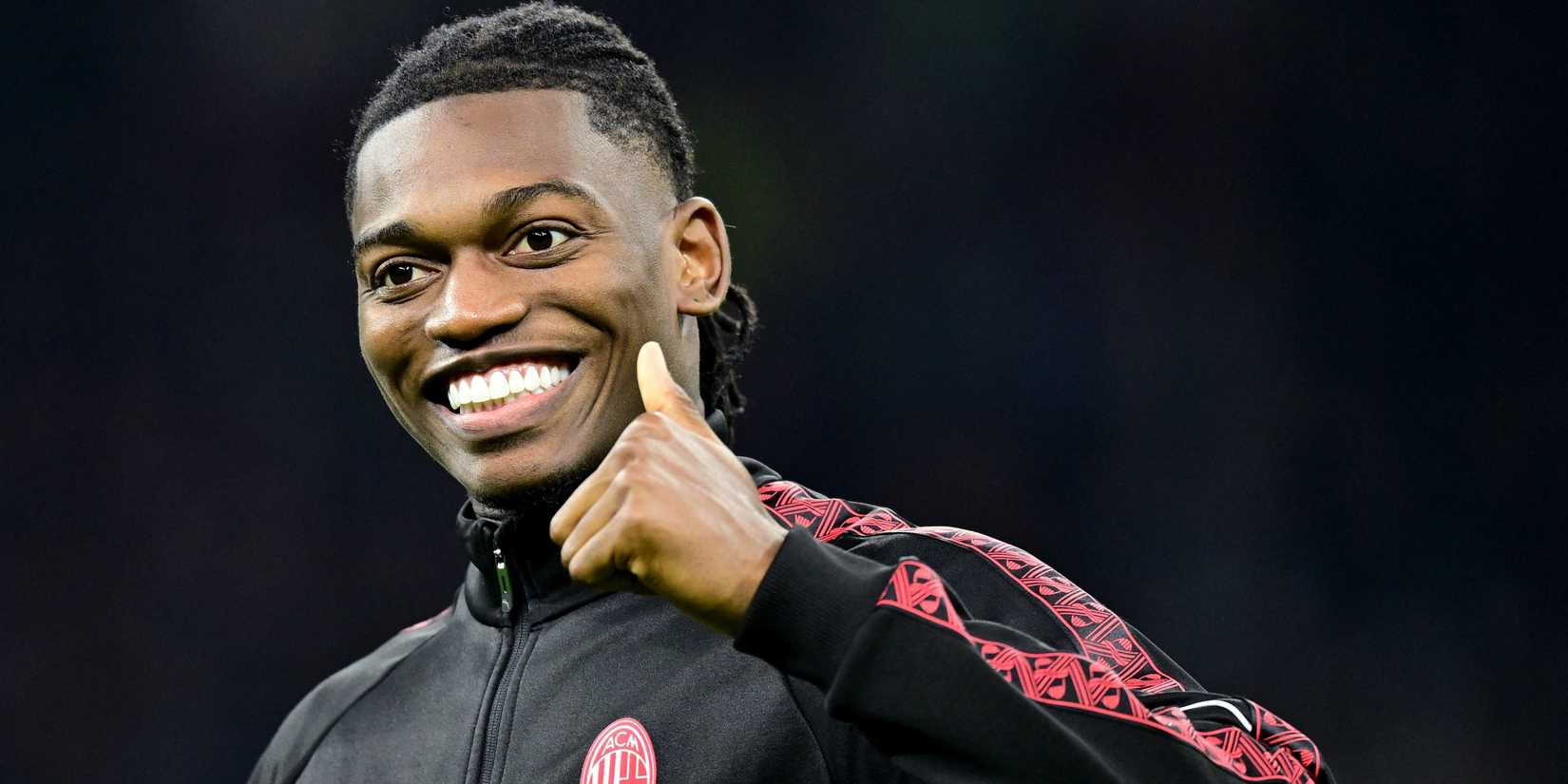 AC Milan's Rafael Leao reacts before the match