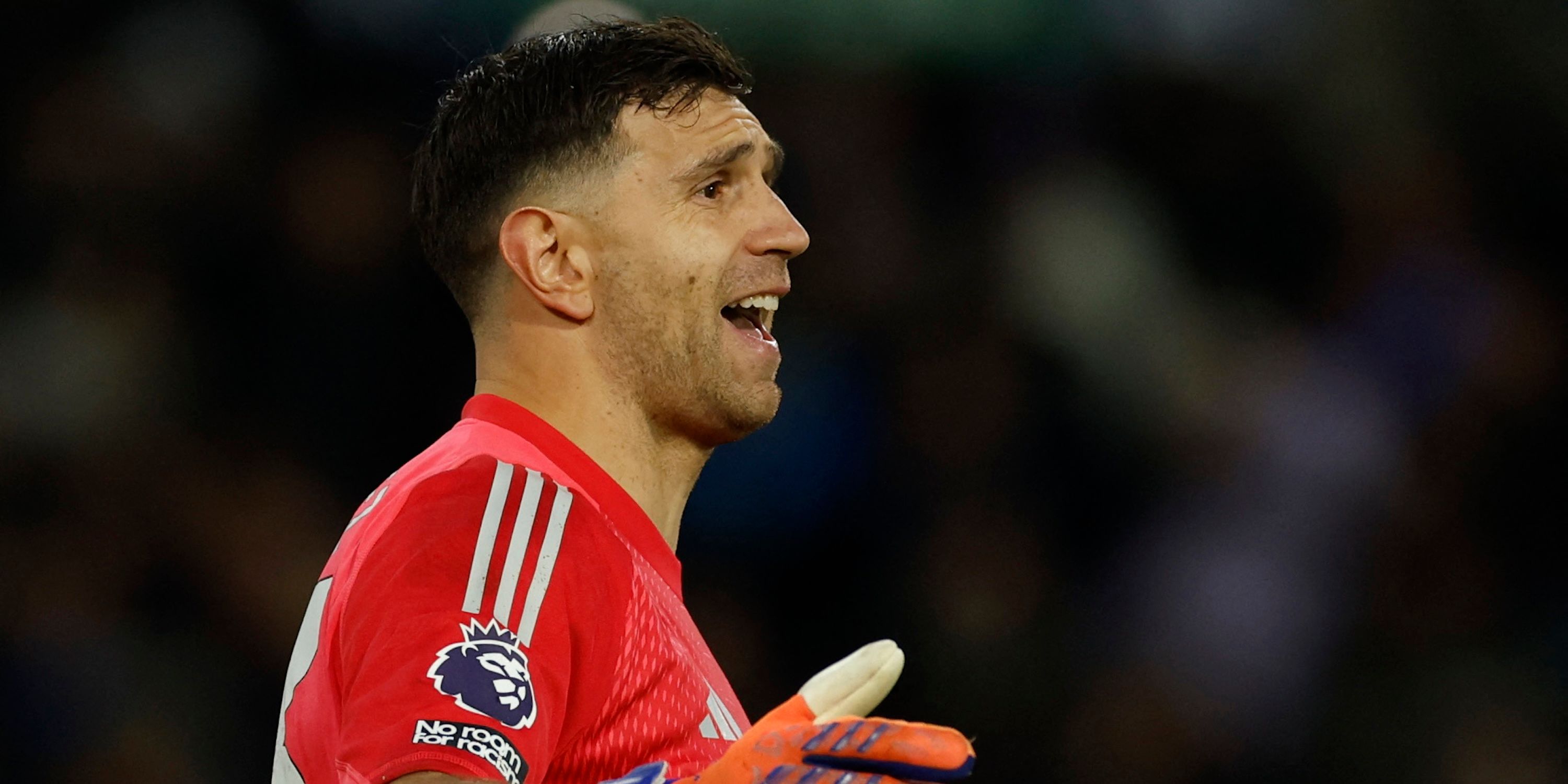 Aston Villa's Emiliano Martinez reacts