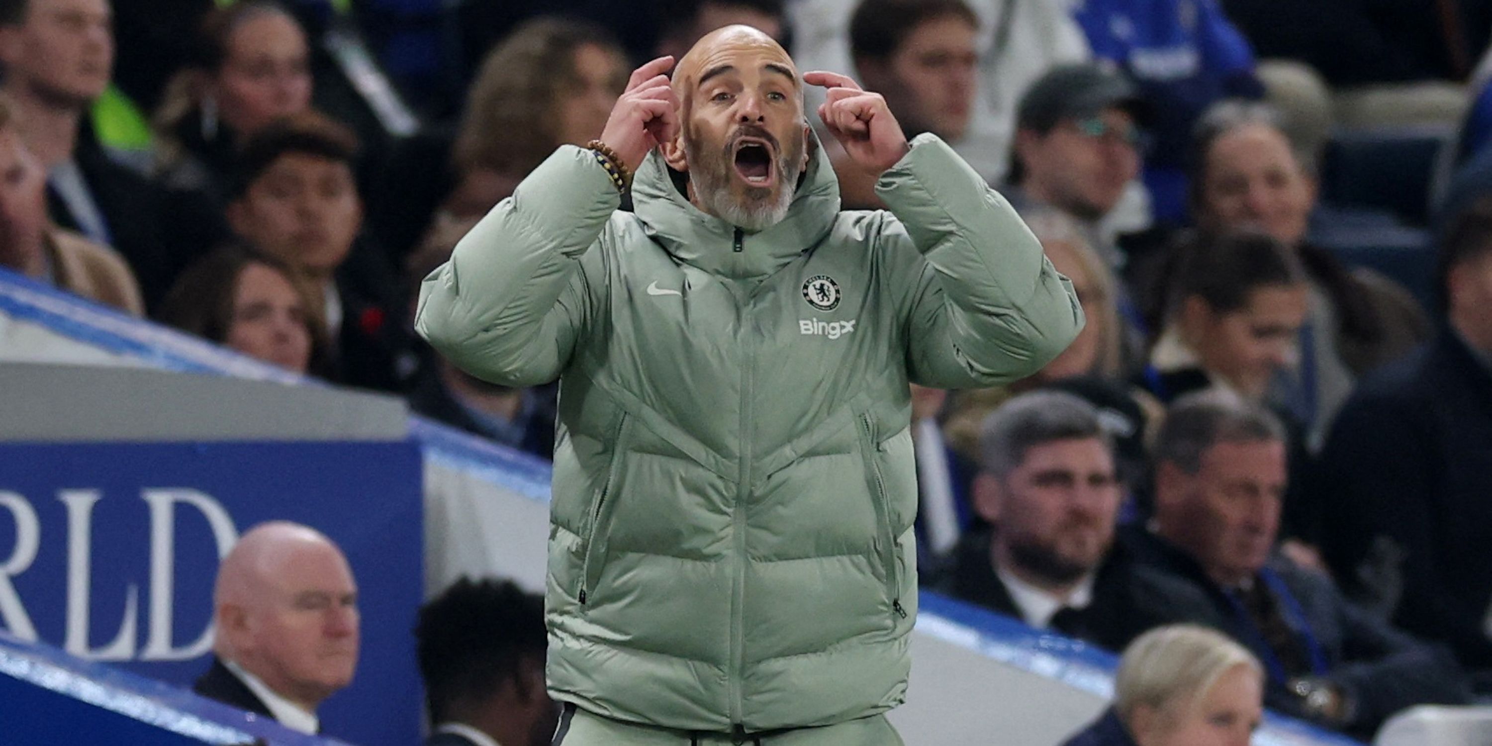 Chelsea manager Enzo Maresca reacts