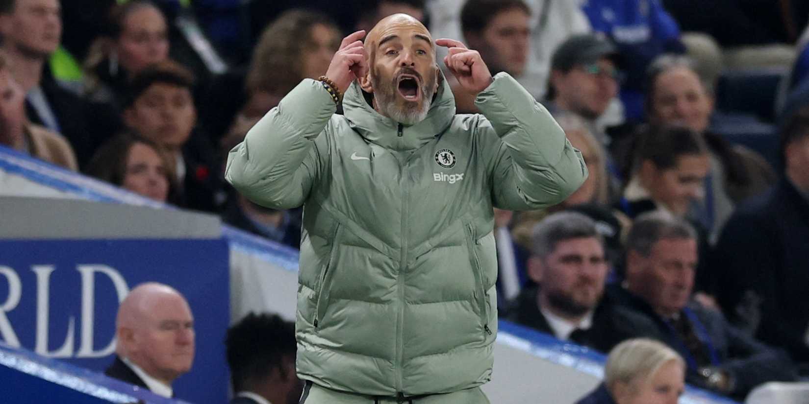 Chelsea manager Enzo Maresca reacts