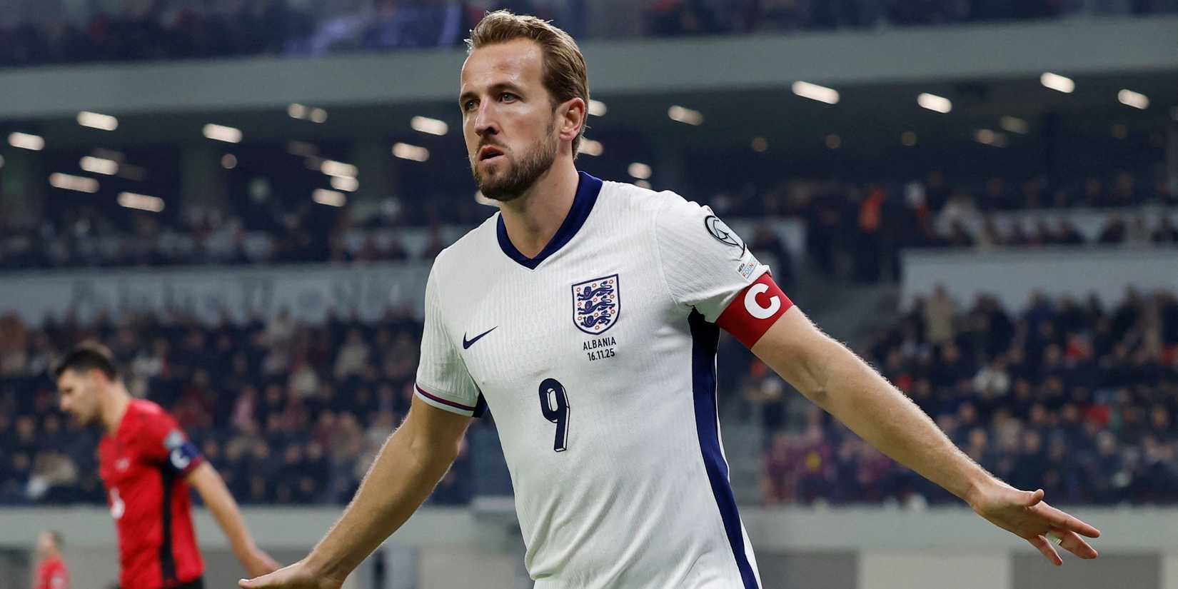 England's Harry Kane celebrates scoring their second goal
