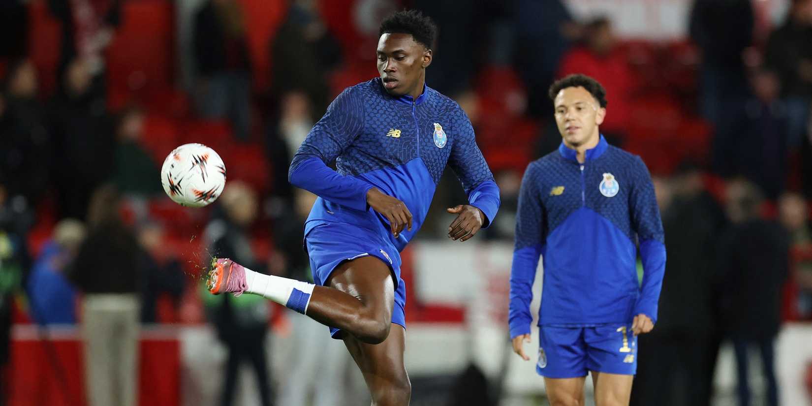 FC Porto's Samu Aghehowa and FC Porto's Pepe during the warm up before the match 