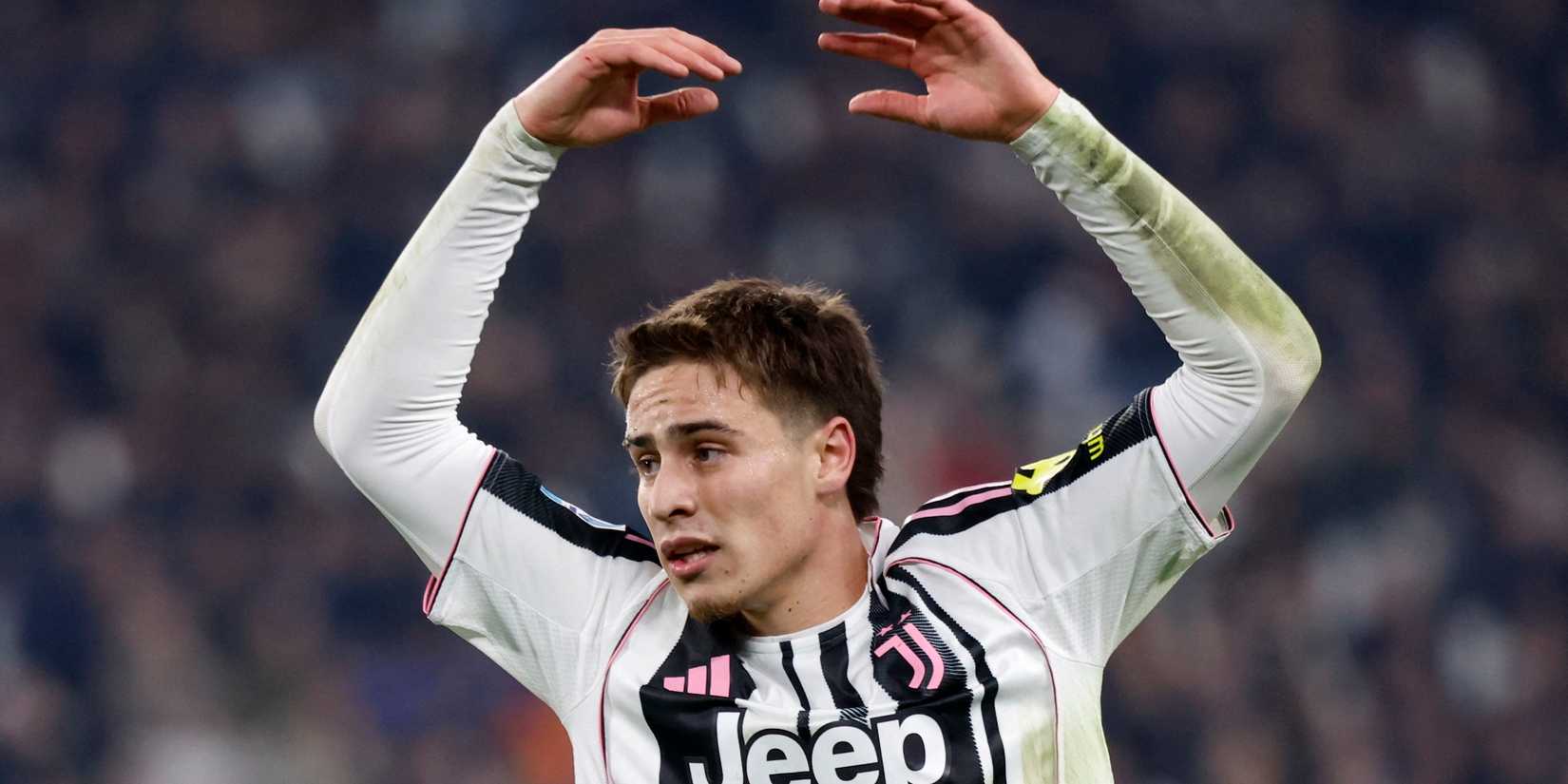 Juventus' Kenan Yildiz reacts