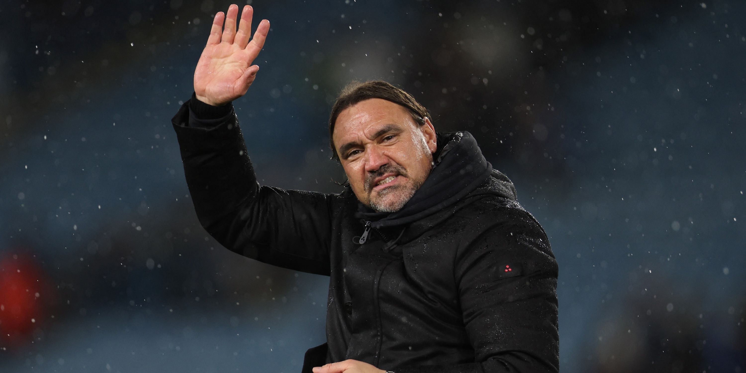 Leeds United manager Daniel Farke acknowledges fans after the match 