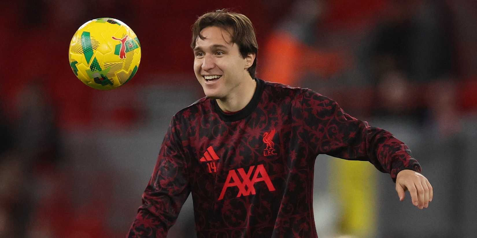 Liverpool's Federico Chiesa during the warm up before the match