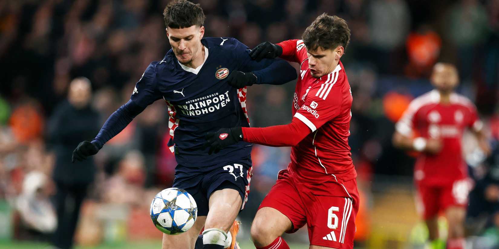 Milos Kerkez in action for Liverpool