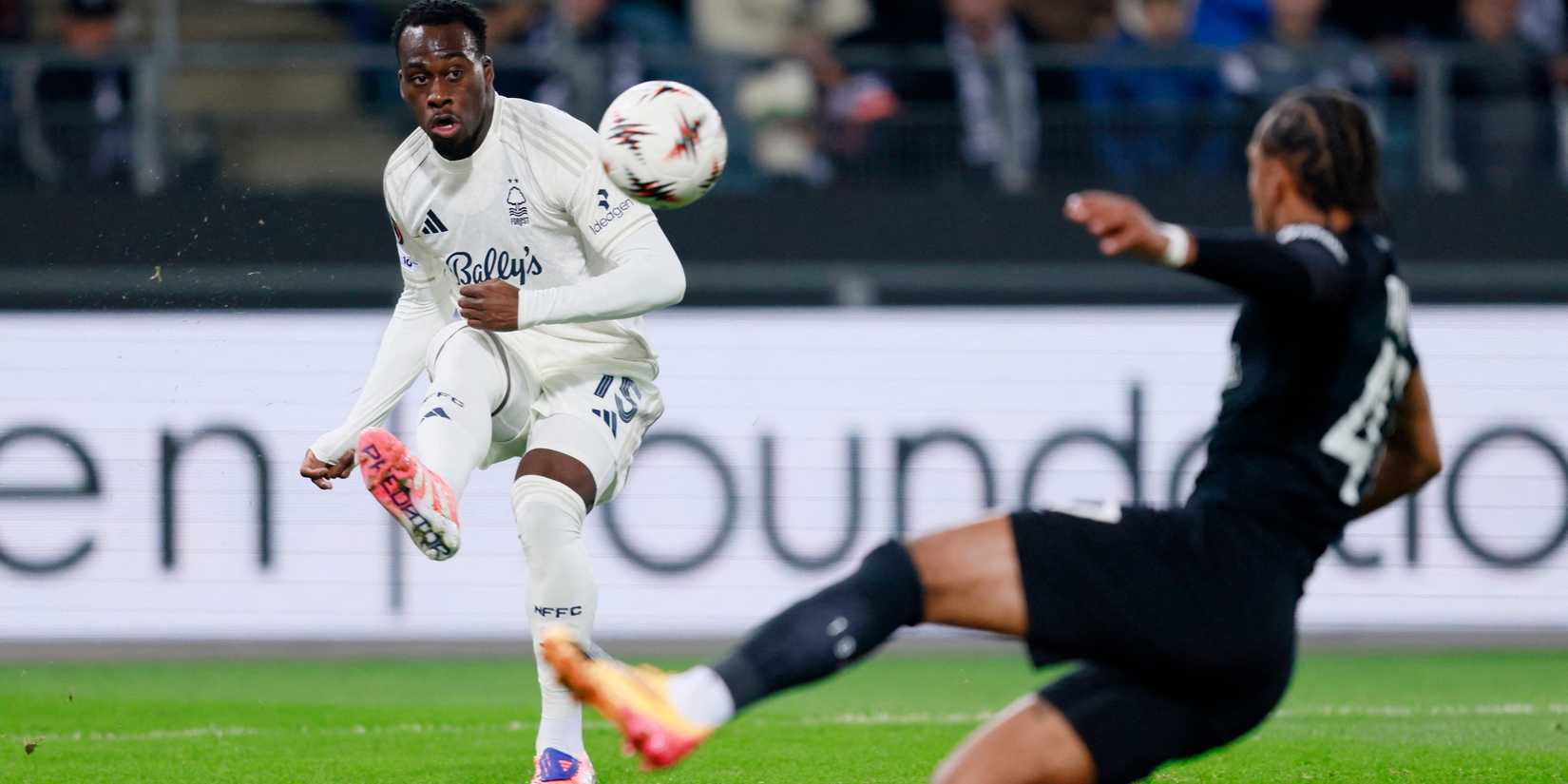 Nottingham Forest's Arnaud Kalimuendo in action