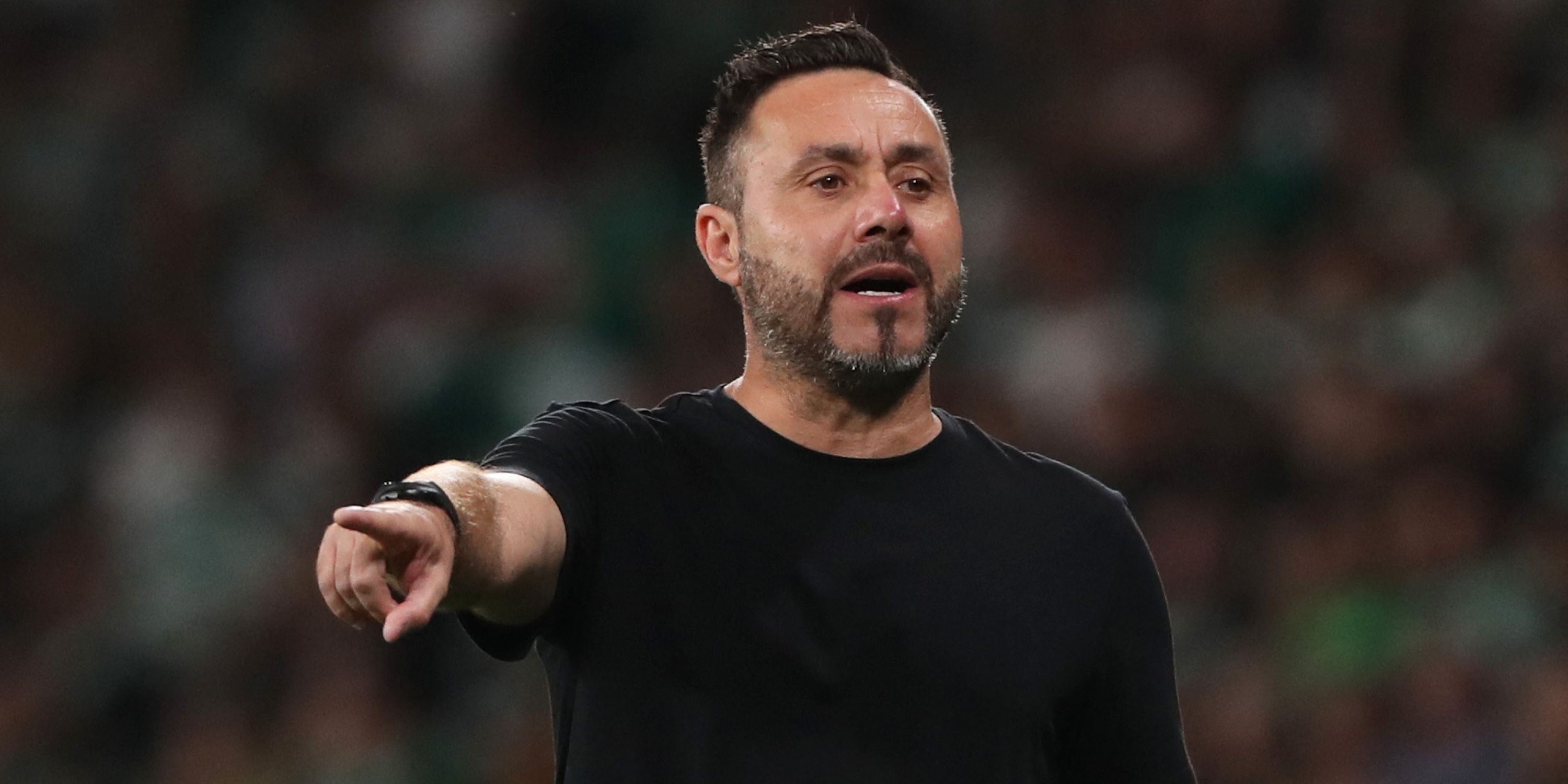 Olympique de Marseille coach Roberto De Zerbi reacts