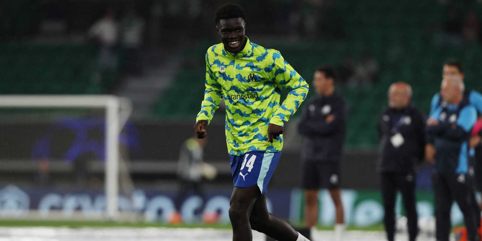 Olympique de Marseille's Robinio Vaz during the warm up before the match